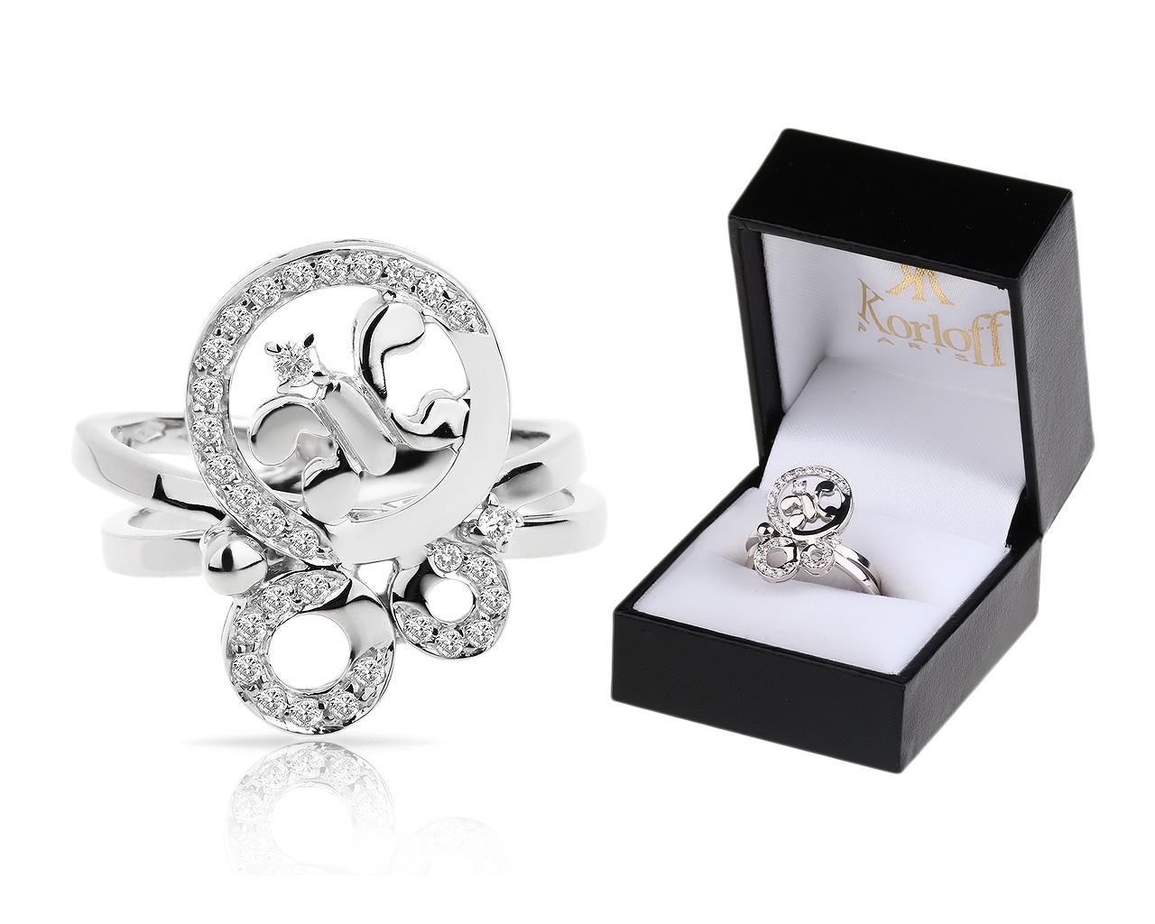 Модное золотое кольцо с бриллиантами 0.22ct Korloff 110318/5