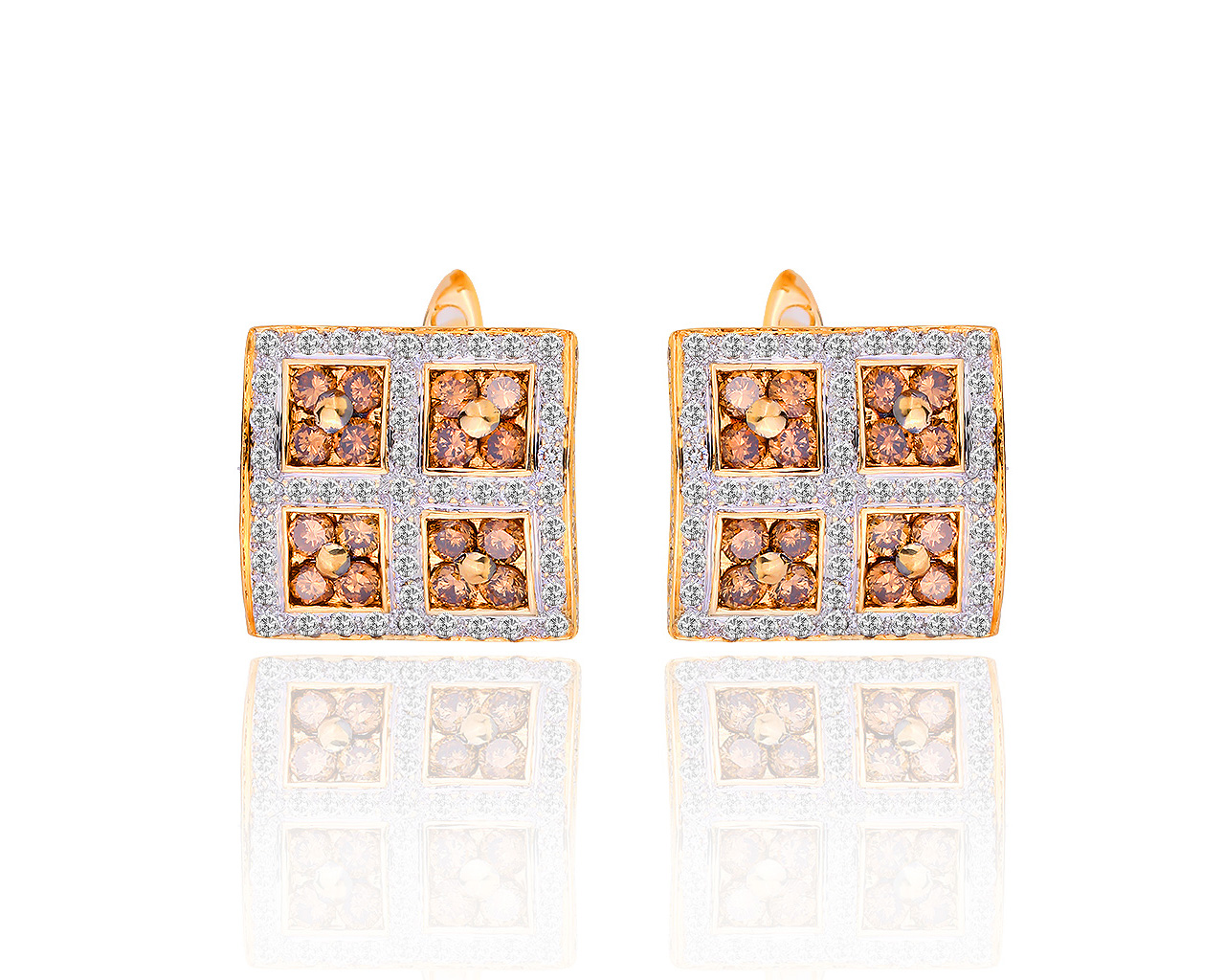 Интересные золотые серьги с бриллиантами 1.14ct 190818/2