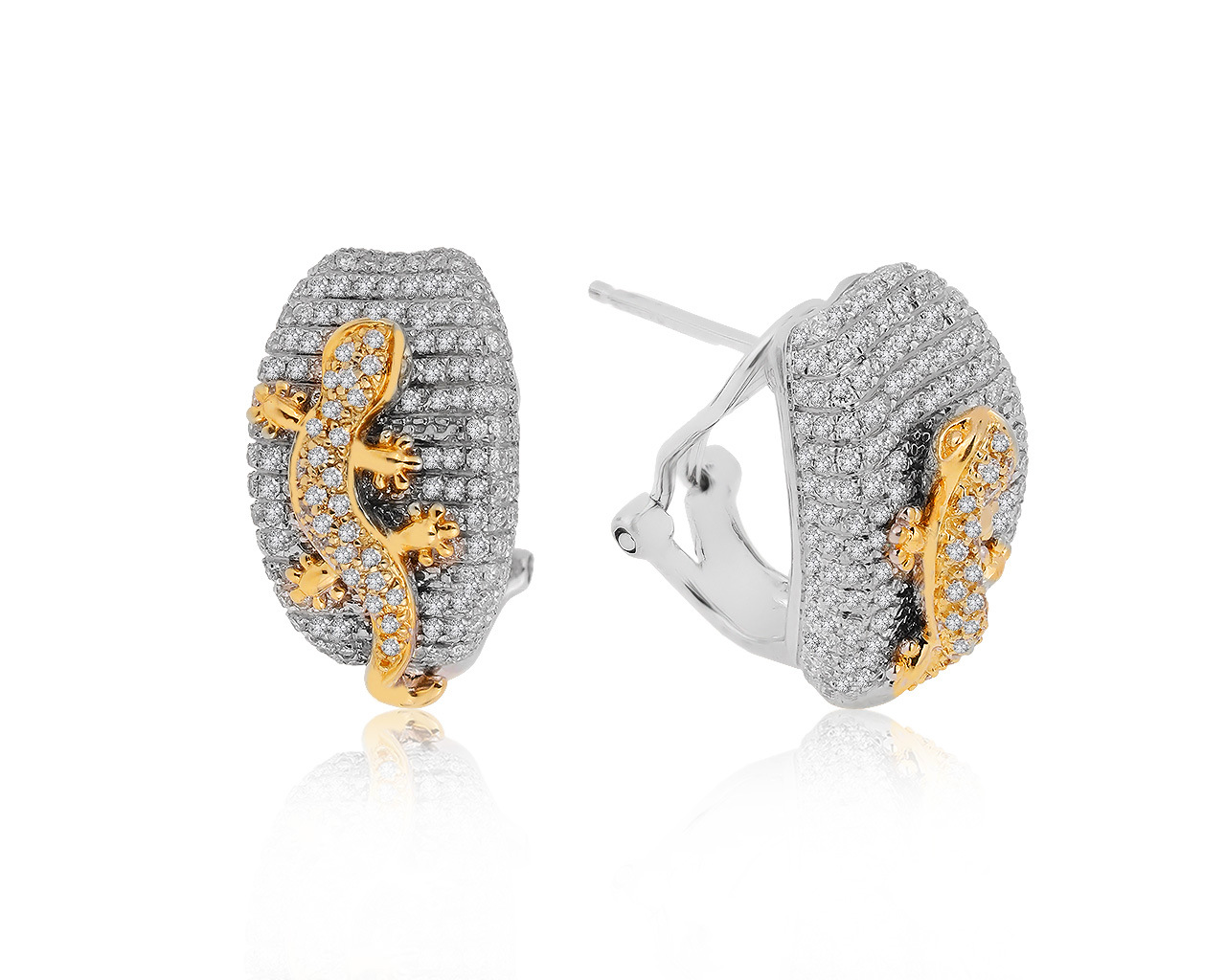 Очаровательные золотые серьги с бриллиантами 1.65ct