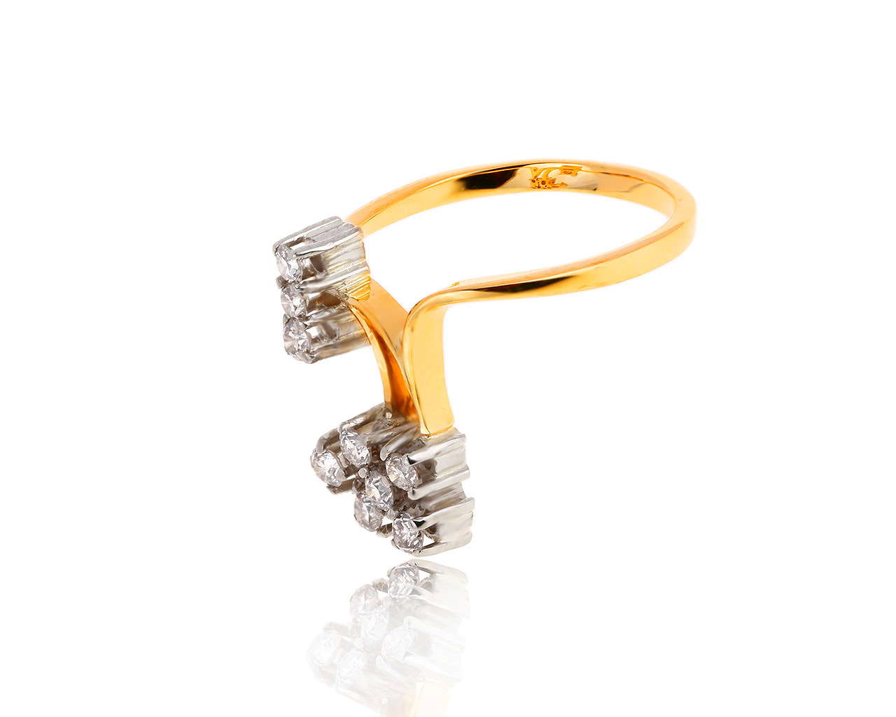 Модное золотое кольцо с бриллиантами 0.52ct СССР