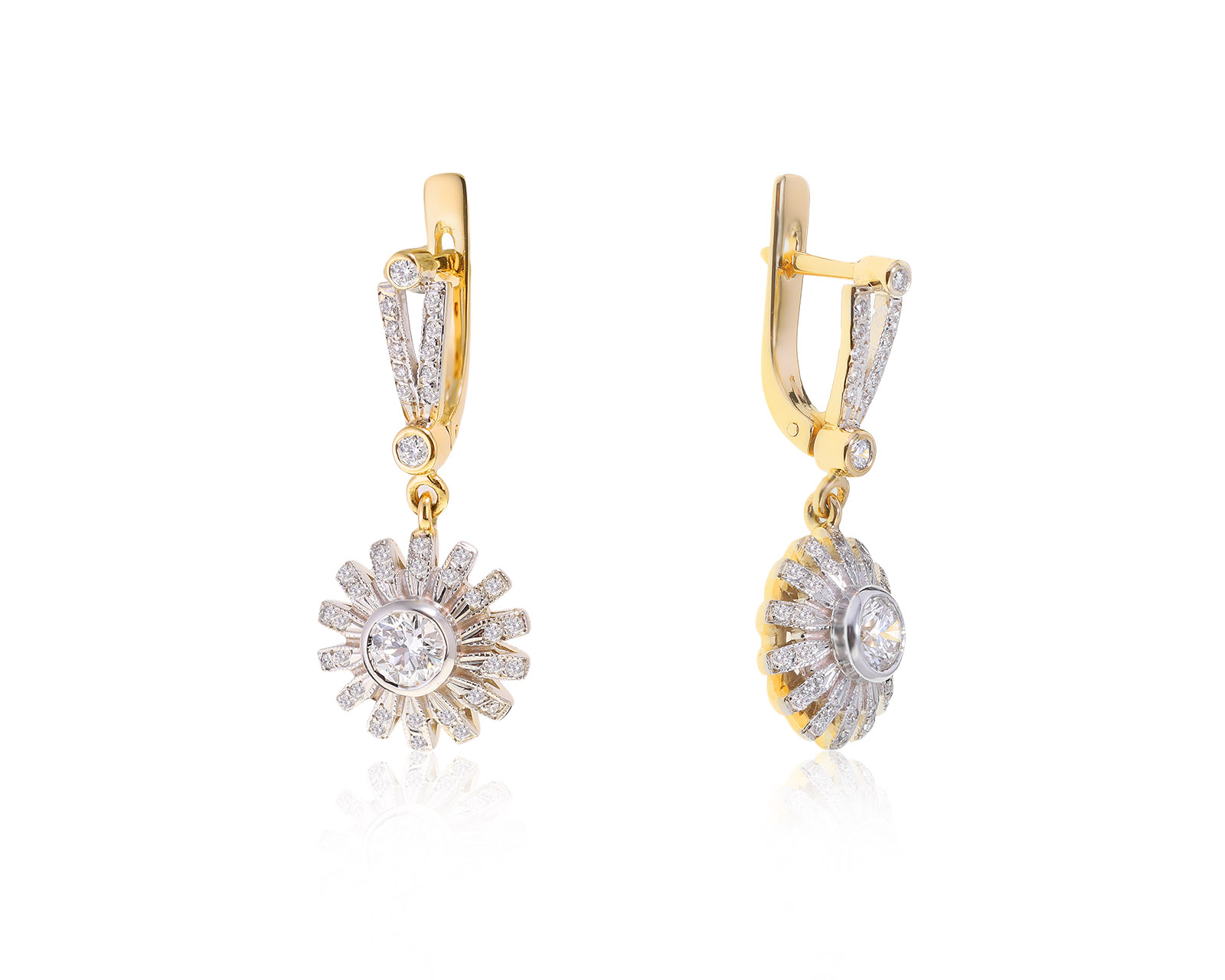 Прекрасные золотые серьги с бриллиантами 1.17ct 270722/3