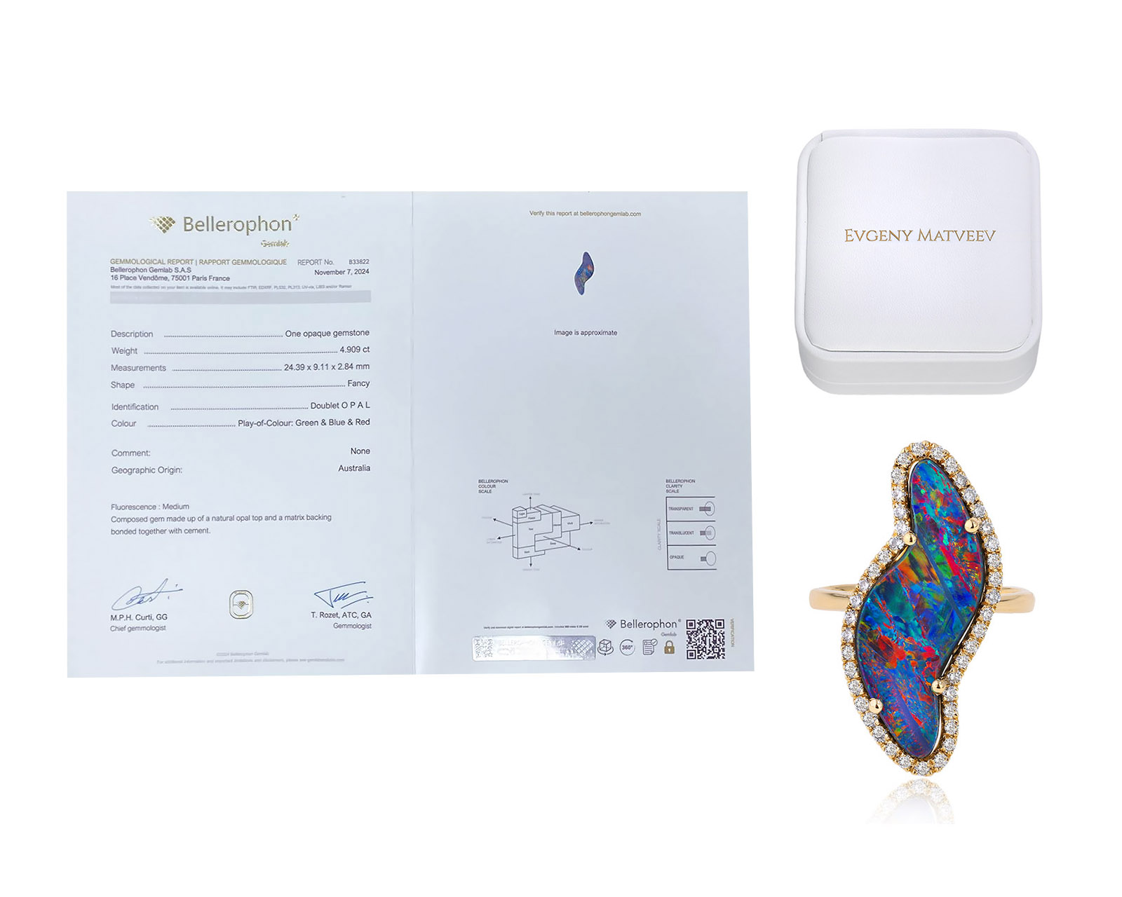 Золотое кольцо с опалом Австралия 4.91ct Evgeny Matveev