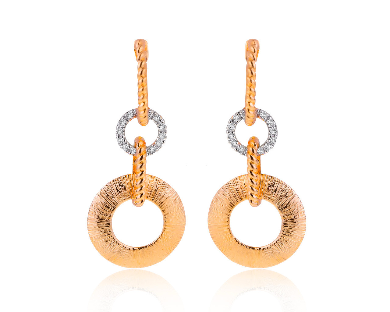 Великолепные золотые серьги с бриллиантами 0.09ct 130220/9