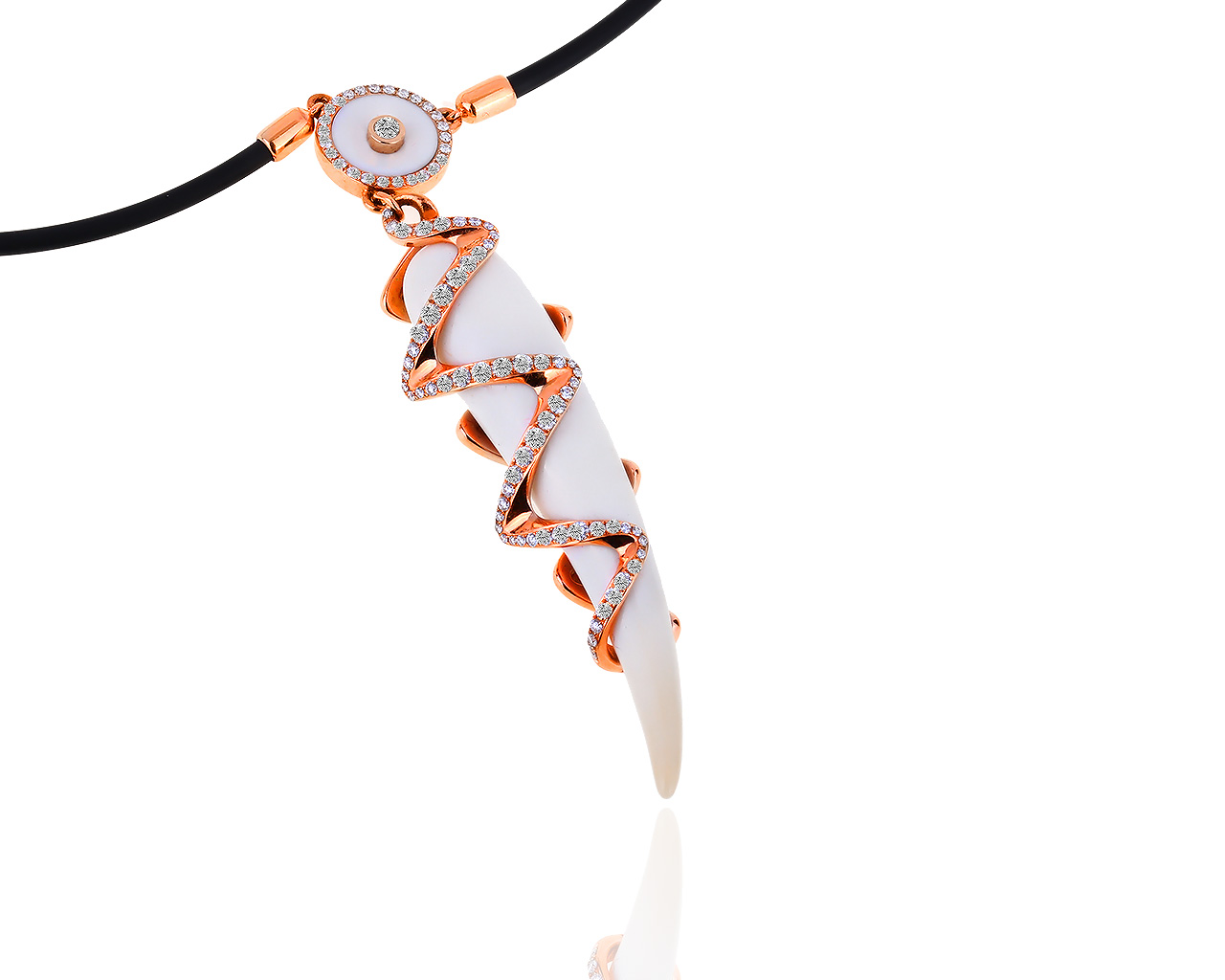 Золотая подвеска со слоновой костью и бриллиантами 0.80ct 121218/18