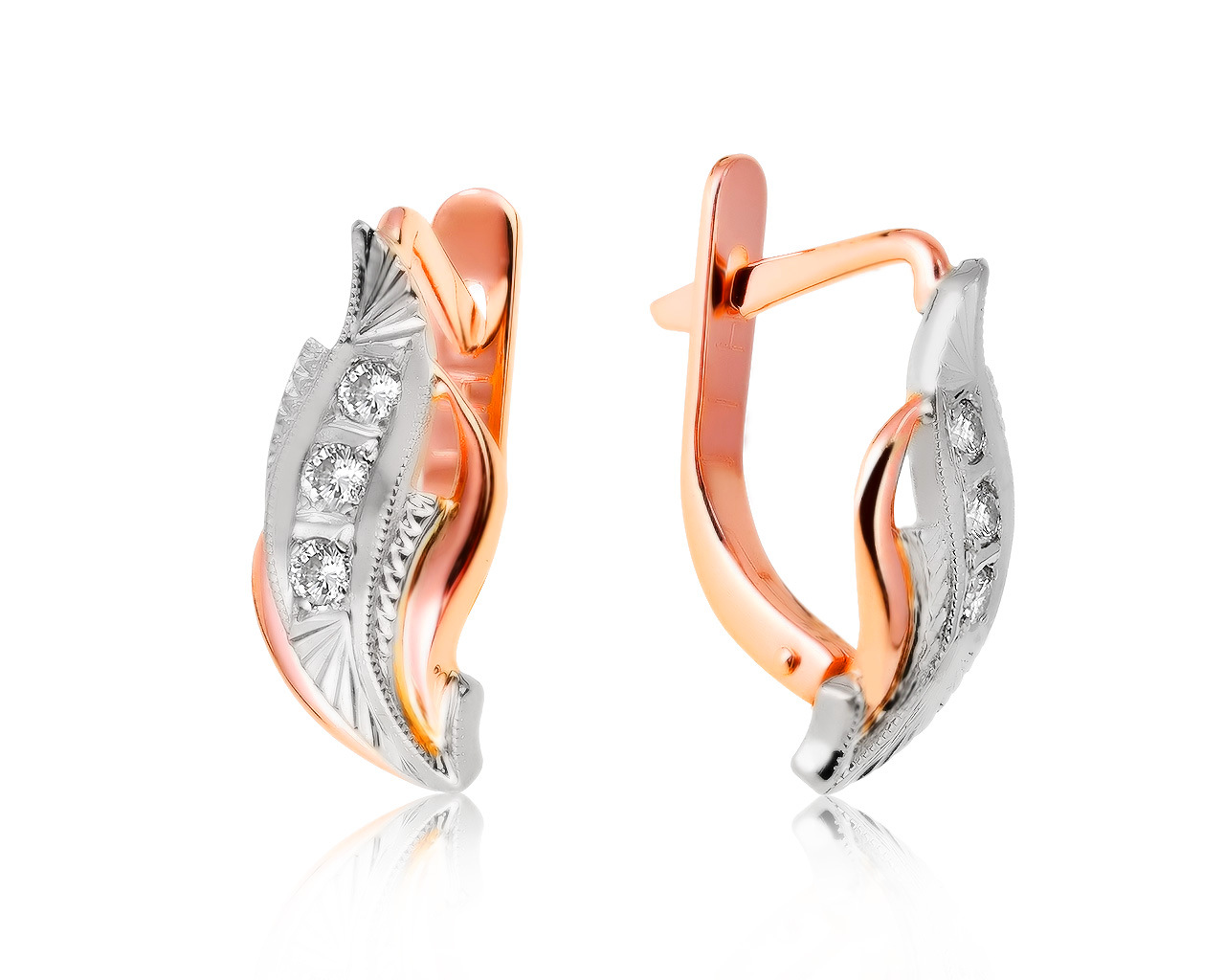 Винтажные золотые серьги с бриллиантами 0.18ct СССР