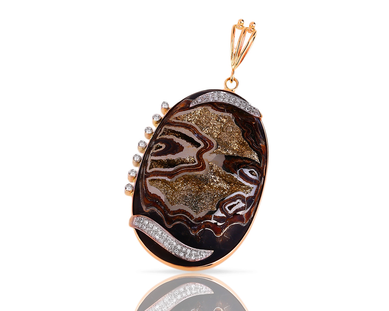 Необычный золотой кулон с пиритом и бриллиантами 0.25ct 050618/11