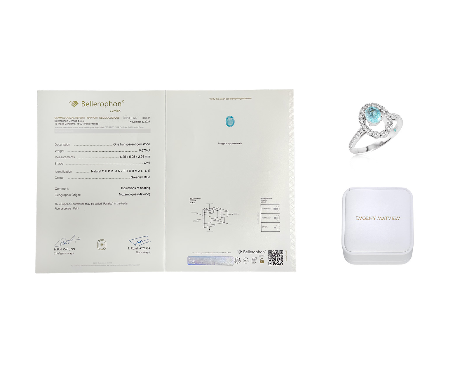 Золотое кольцо с турмалином параиба Мозамбик 0.67ct Evgeny Matveev