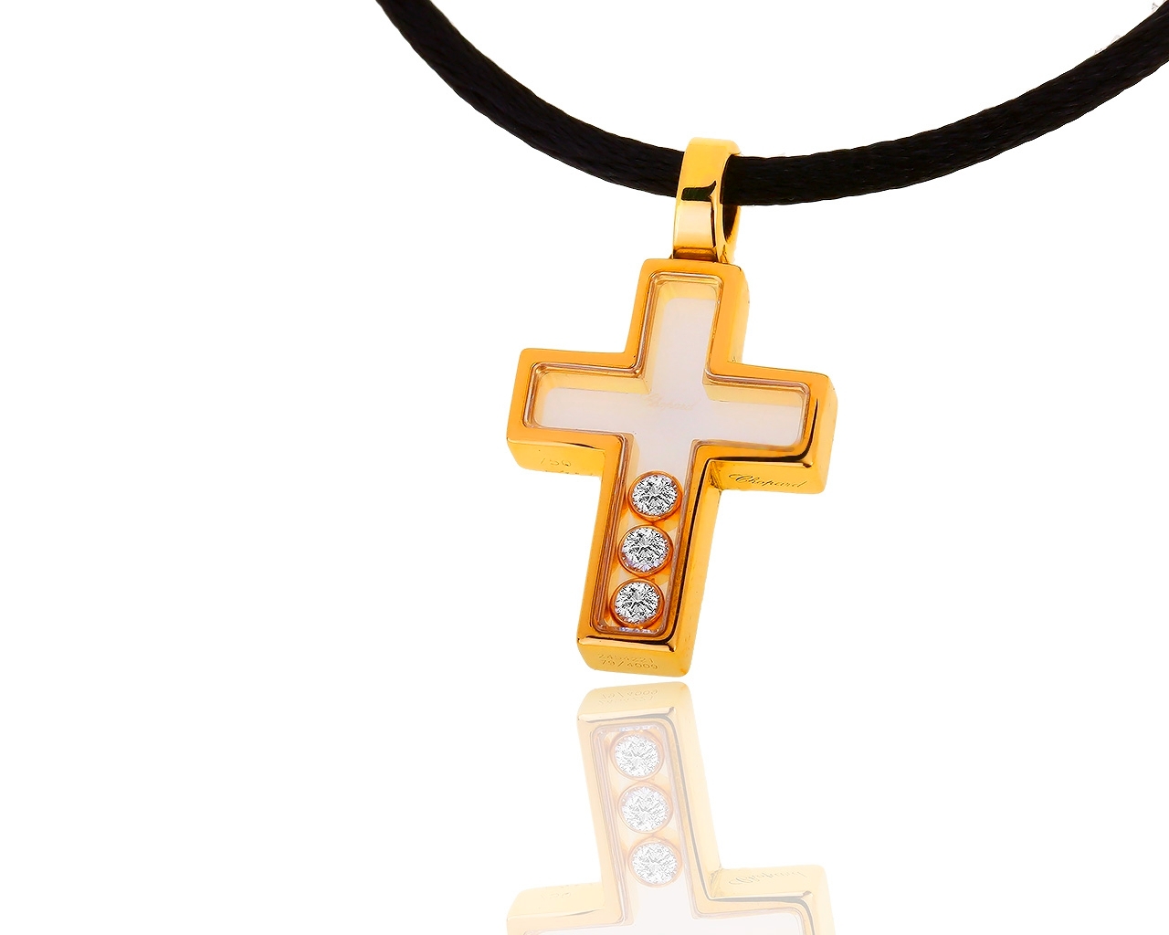 Оригинальный золотой крест с бриллиантами Chopard Happy Diamonds 011118/8