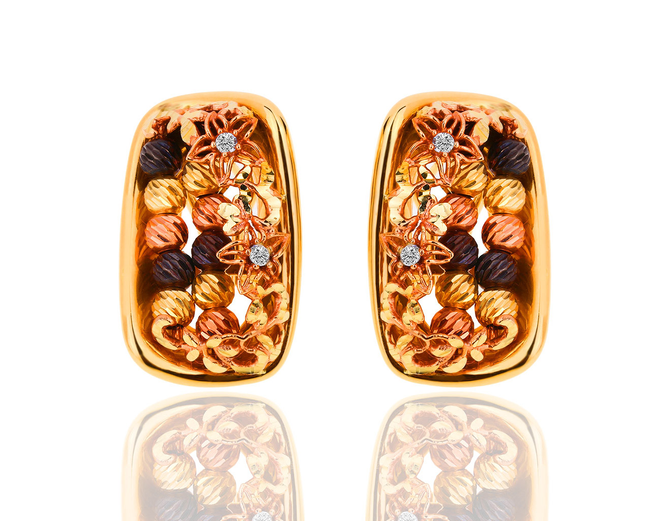 Итальянские золотые серьги с бриллиантами 0.14ct Prestige 270219/9