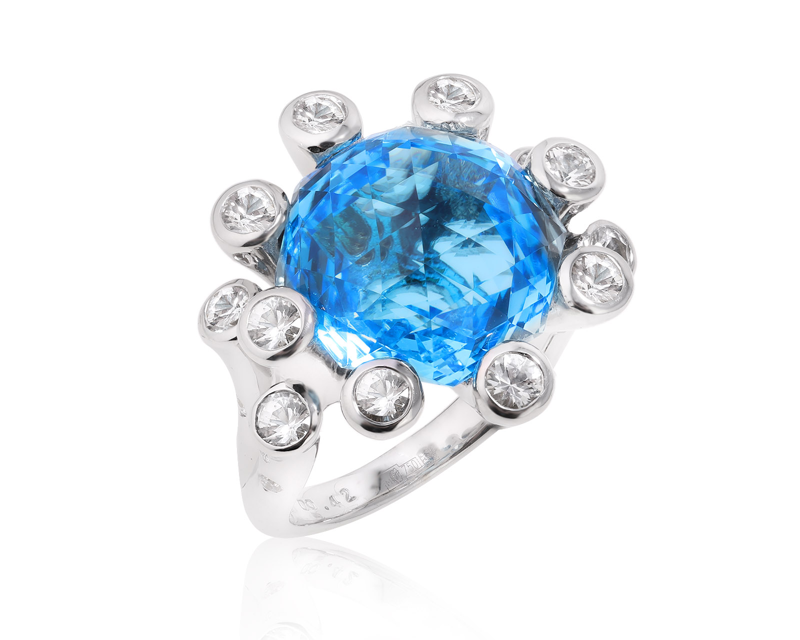 Золотое кольцо с топазом 16.12ct и лейкосапфирами 1.38ct 101224/6