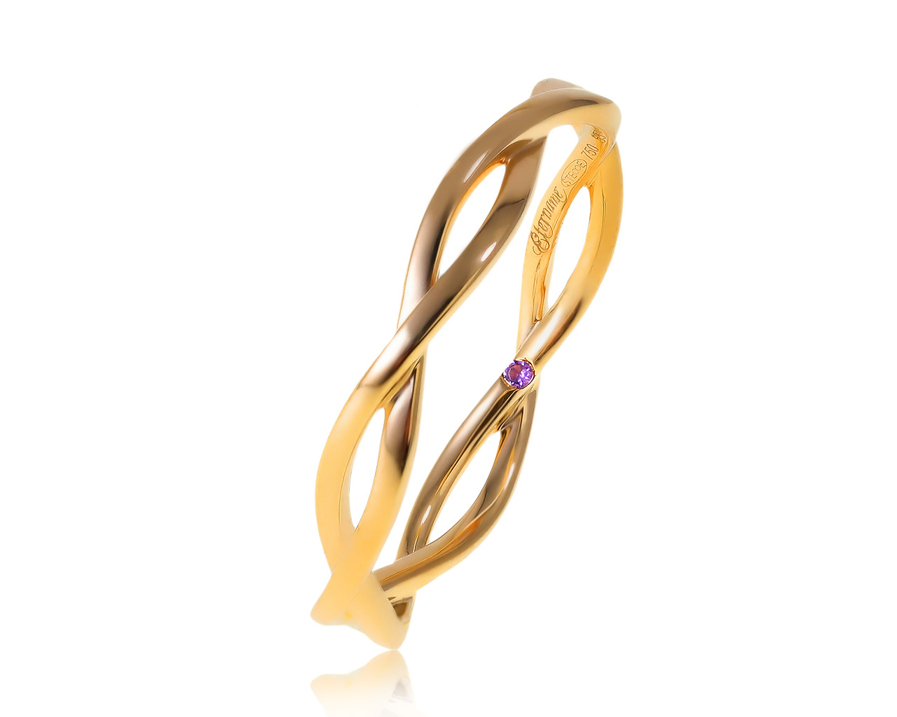 Оригинальное золотое кольцо с аметистом 0.005ct Etername