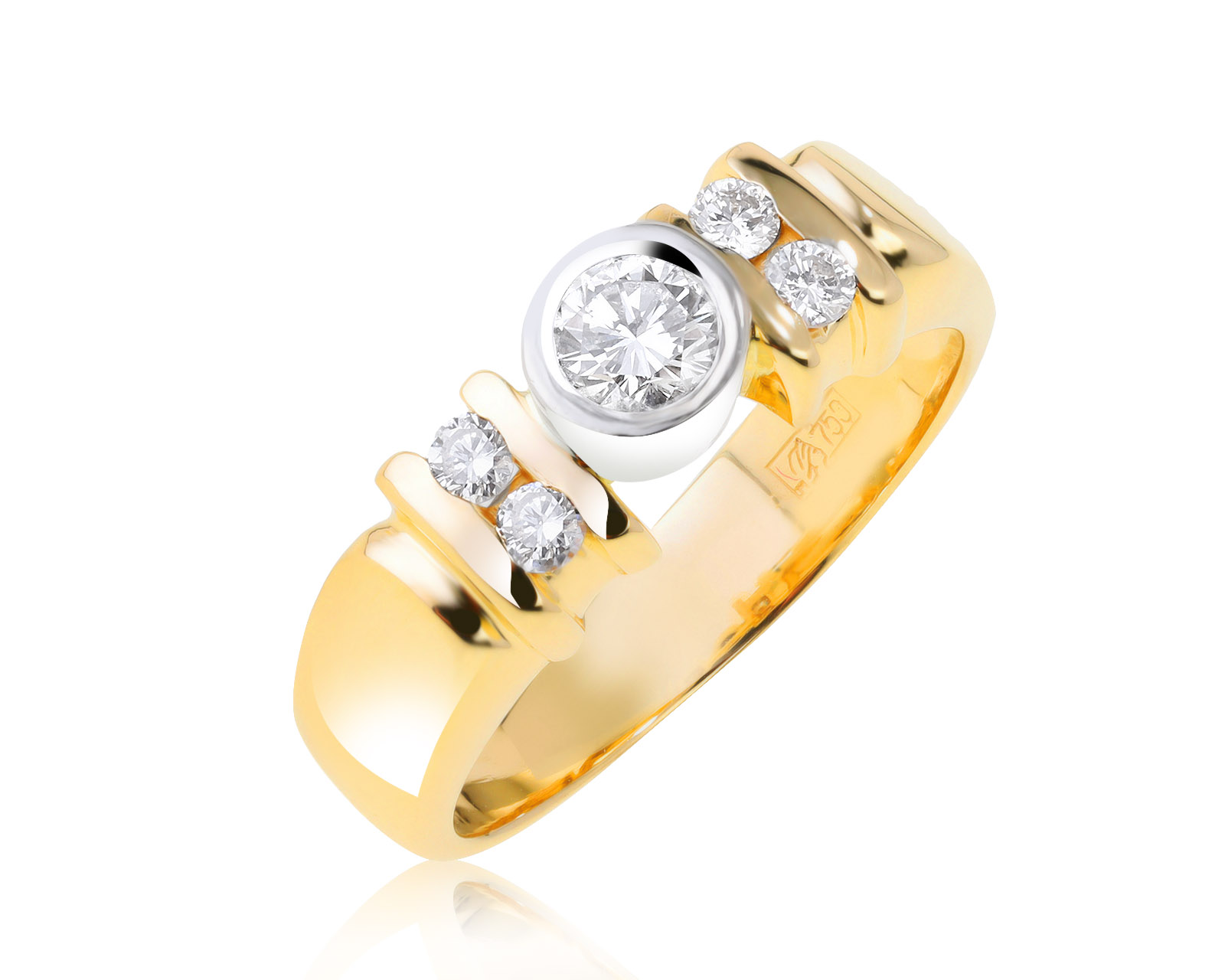 Роскошное золотое кольцо с бриллиантами 0.38ct