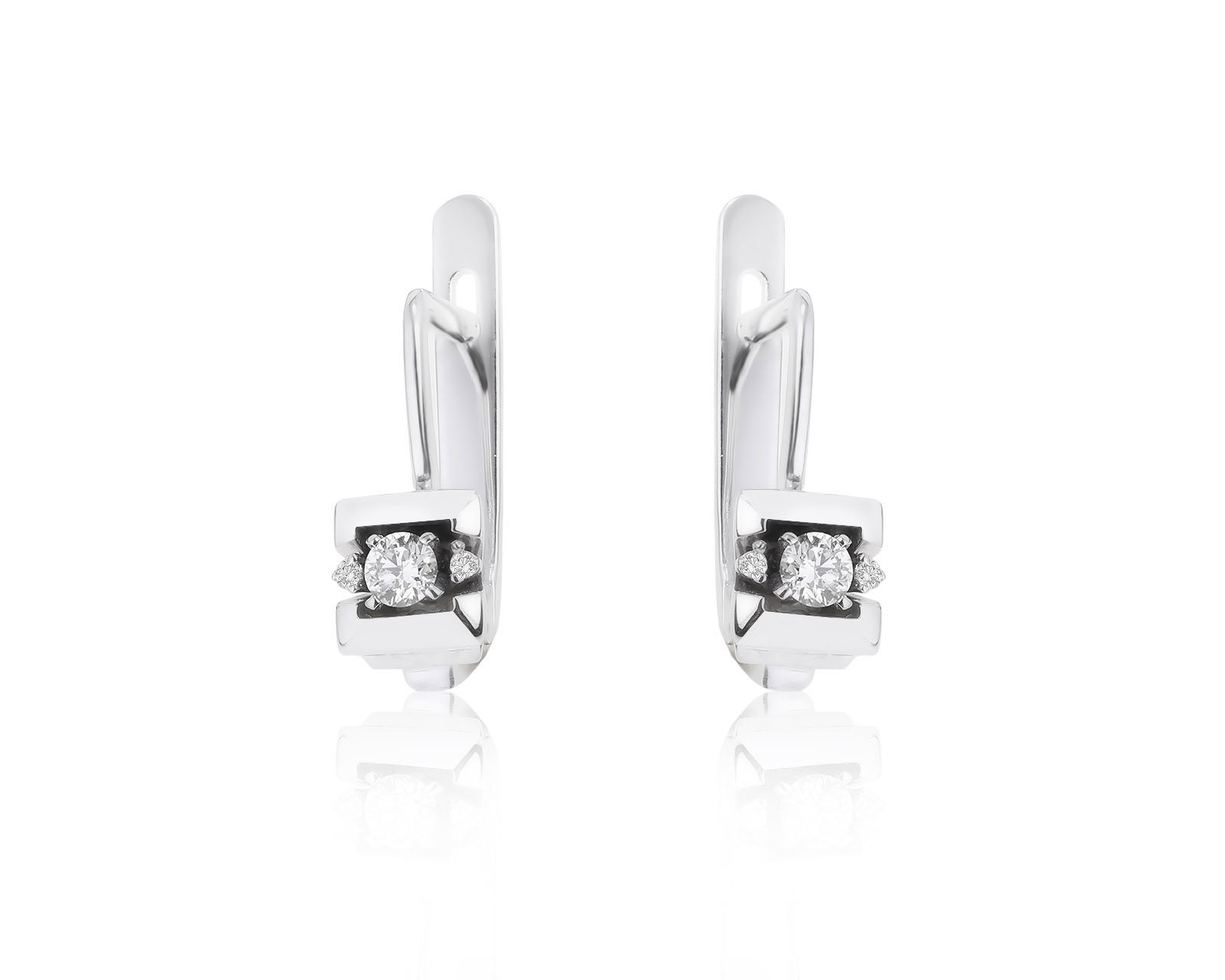 Стильные золотые серьги с бриллиантами 0.20ct