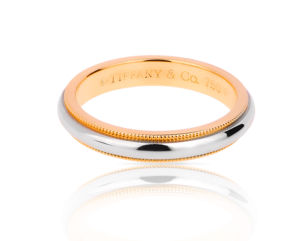 Идеальное кольцо из платины и золота Tiffany&Co Milgrain 150518/11