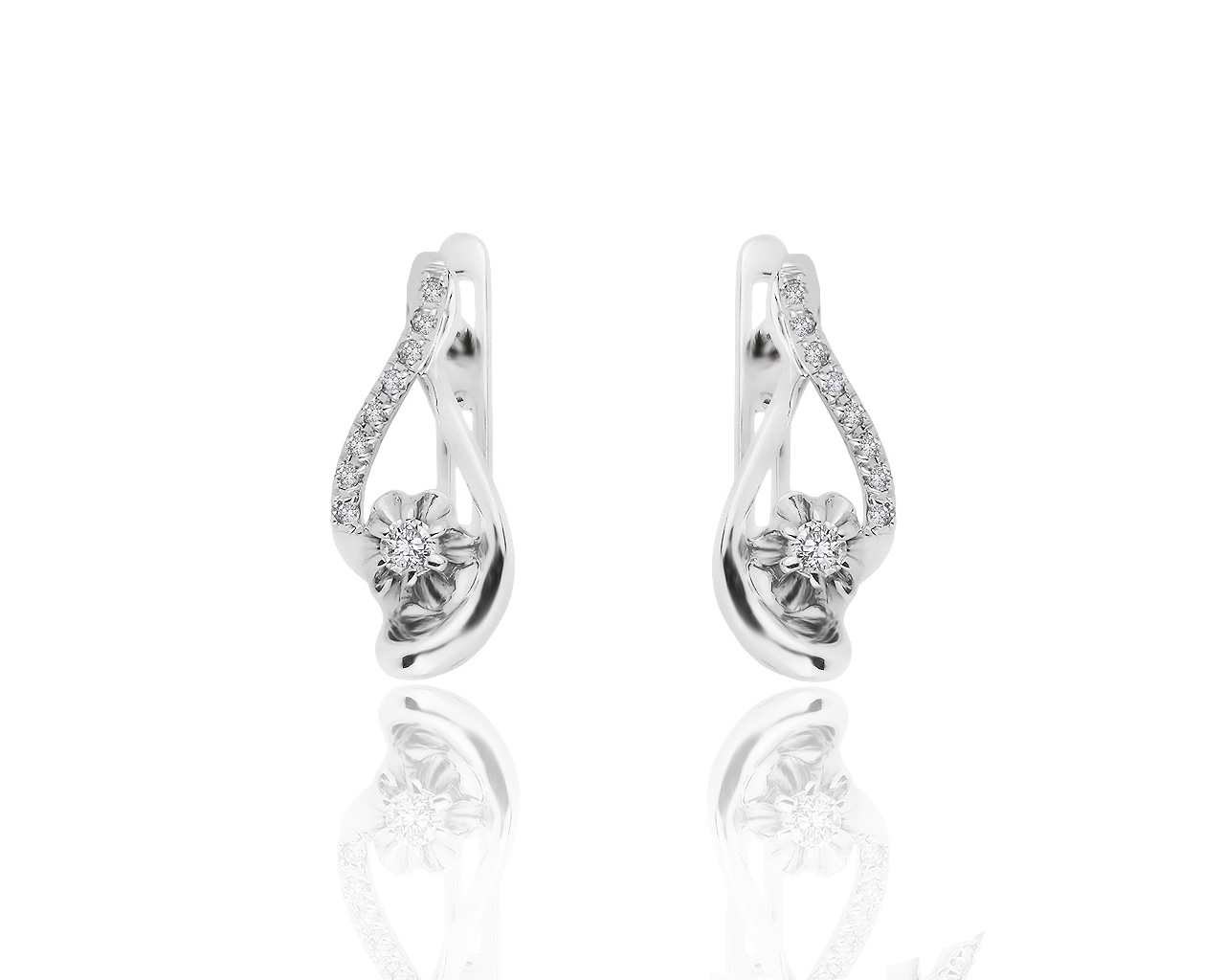 Миниатюрные золотые серьги с бриллиантами 0.11ct 011017/3