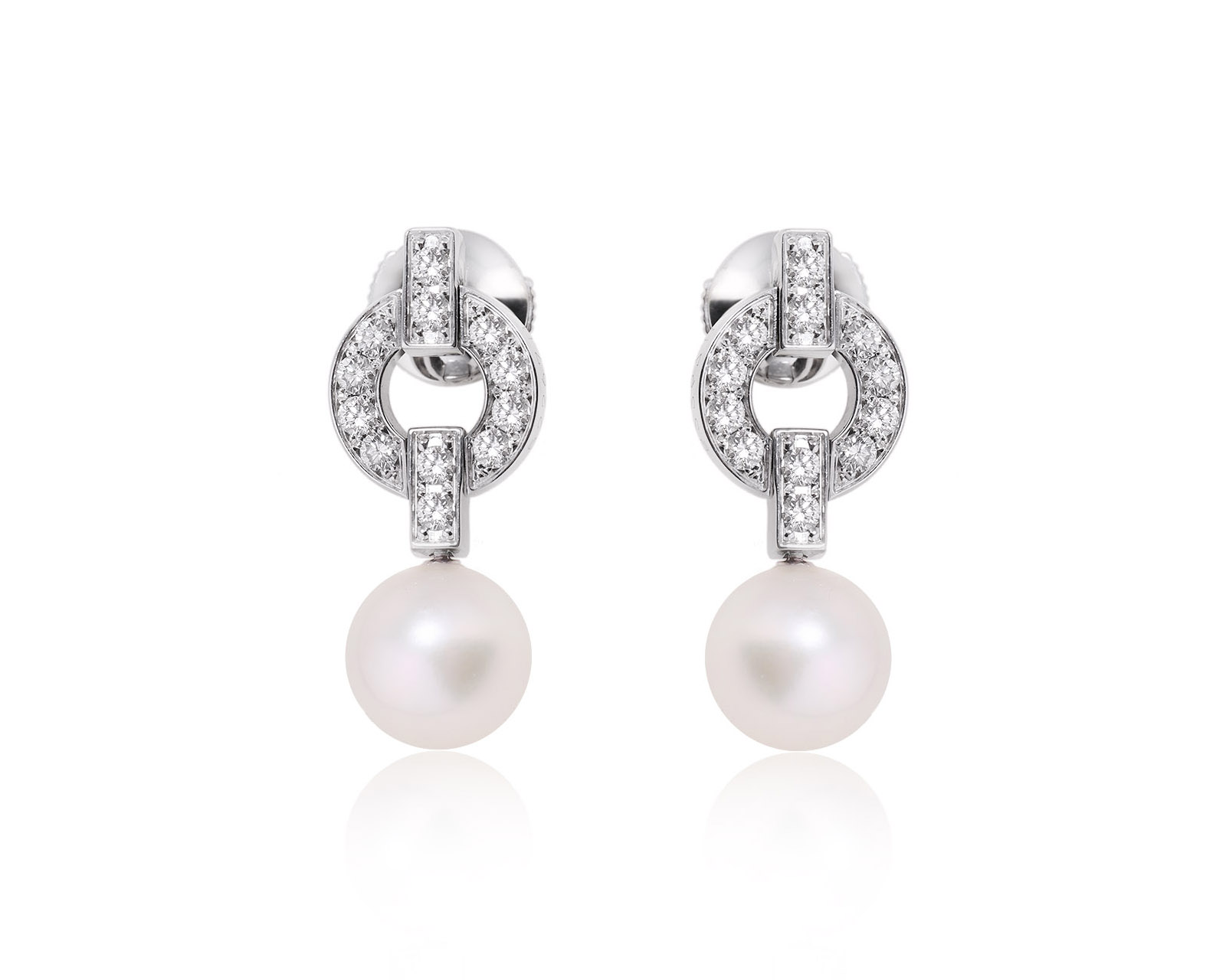 Оригинальные золотые серьги с жемчугом Акойя 8.50 мм Cartier Himalia 161024/3