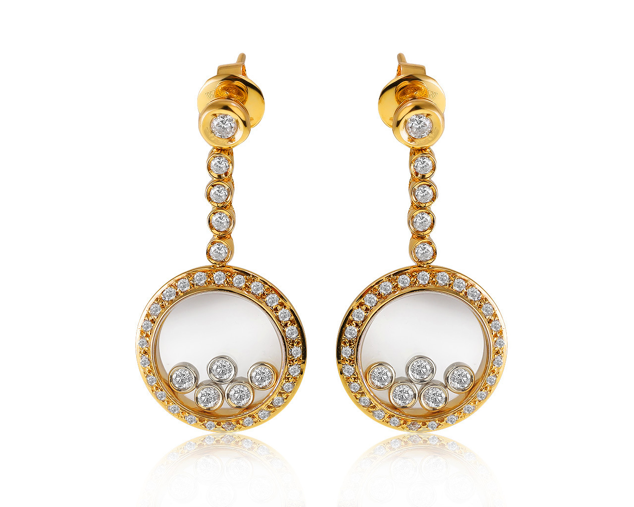 Изысканные золотые серьги с бриллиантами 1.20ct