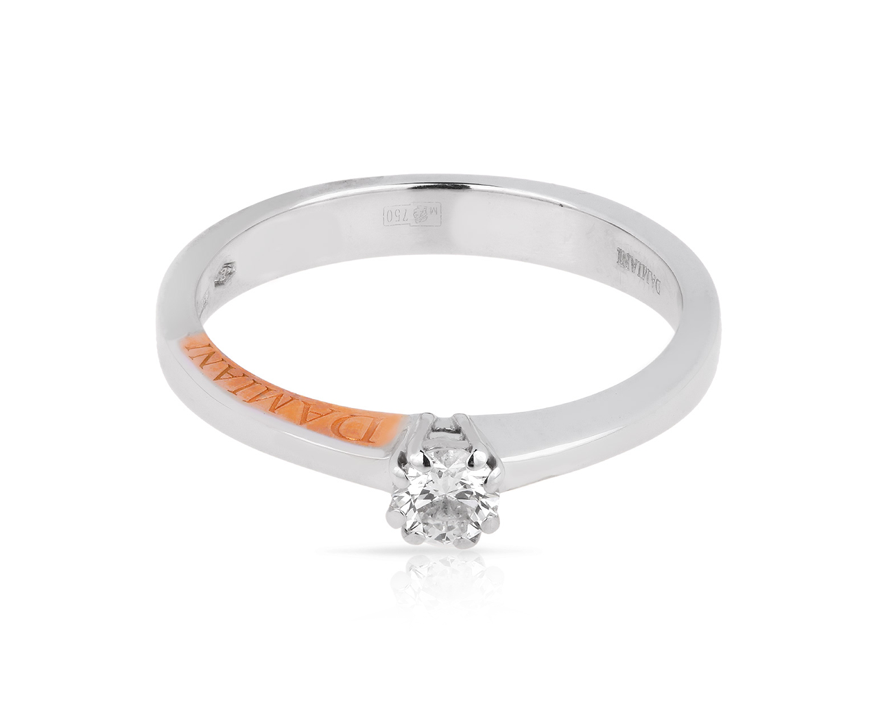 Интересное золотое кольцо с бриллиантом 0.20ct Damiani 100618/2