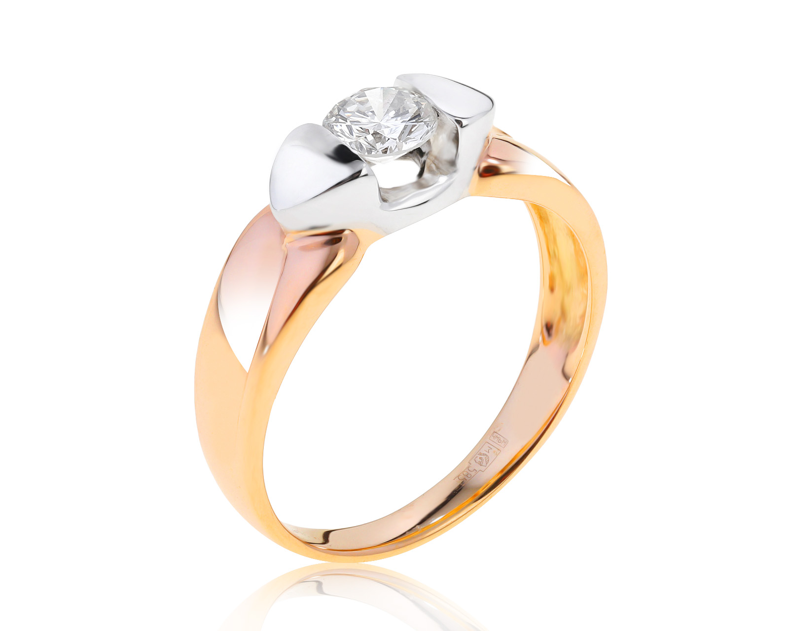 Модное золотое кольцо с бриллиантом 0.43ct 201021/4