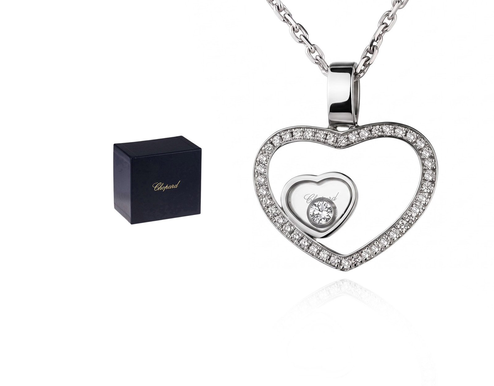 Оригинальный золотой кулон с бриллиантами 0.18ct Chopard Happy Diamonds Heart