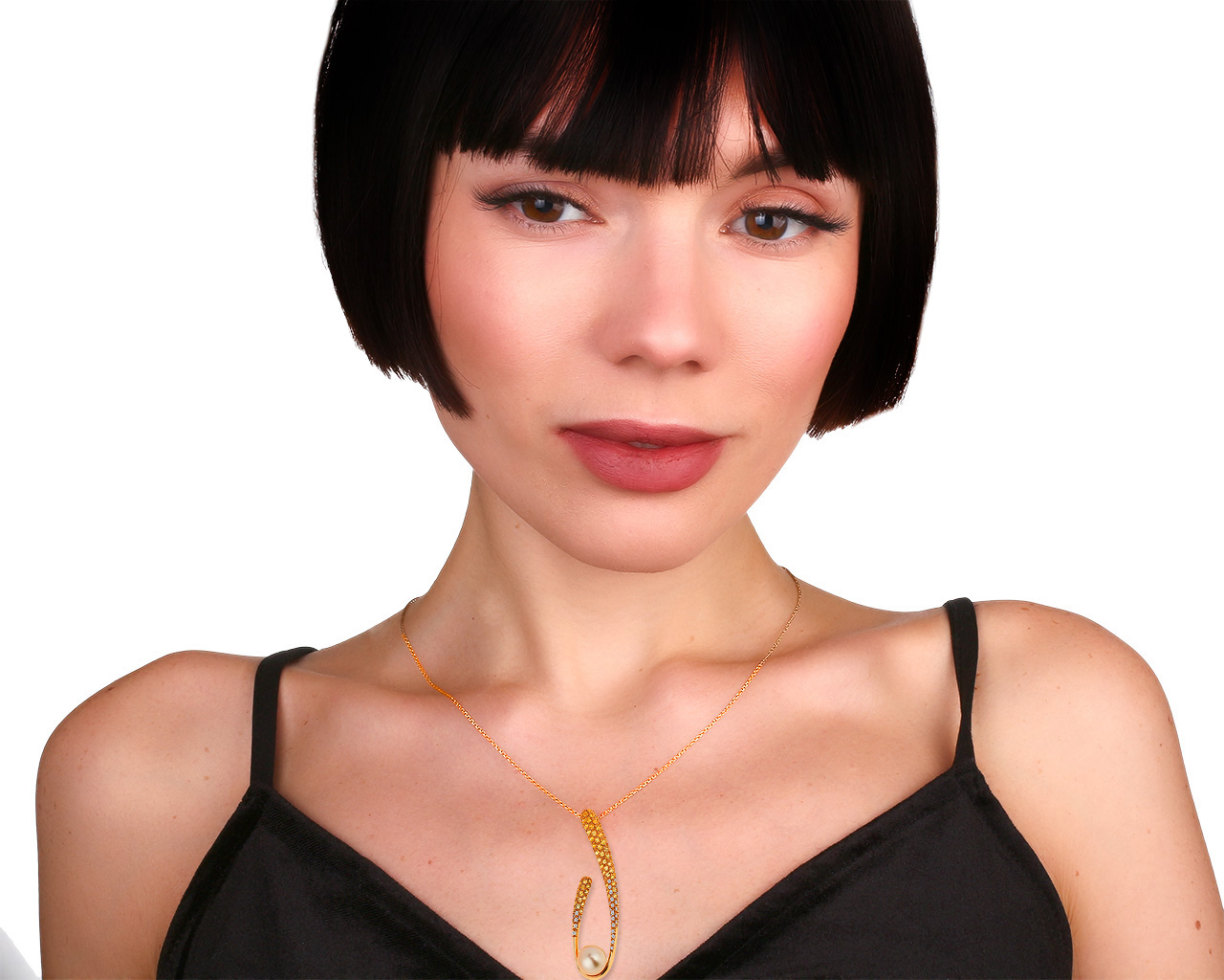 Золотой кулон с жемчугом и бриллиантами 0.40ct Stefan Hafner