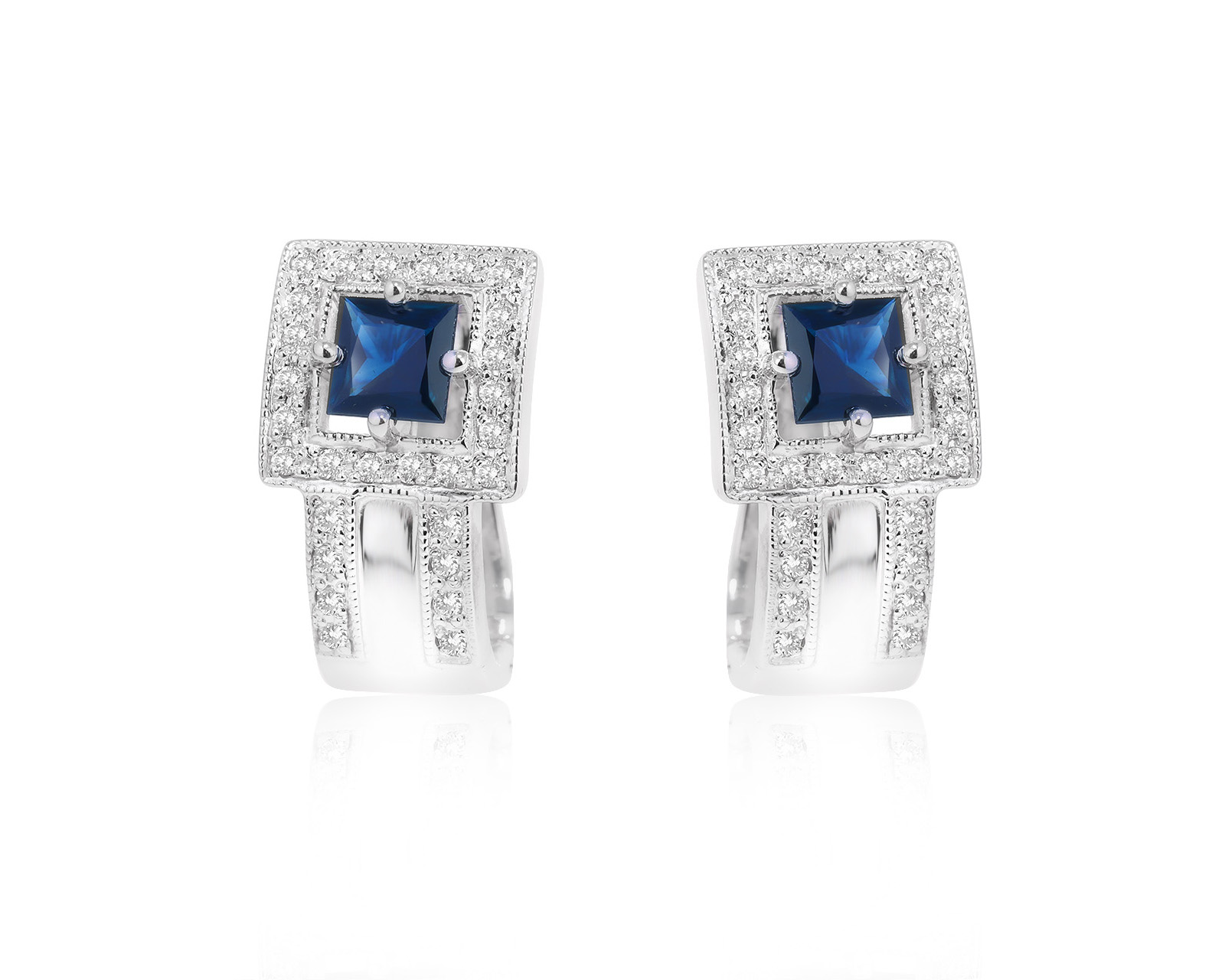 Золотые серьги с сапфирами 0.90ct и бриллиантами 0.22ct 130125/2