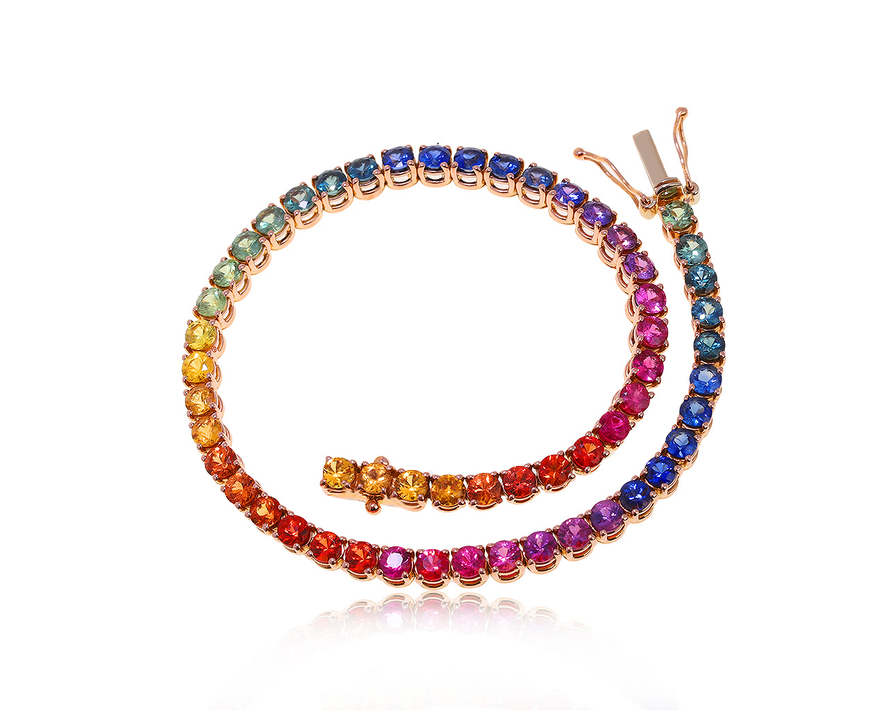 Оригинальный золотой браслет с сапфирами 8.05ct Maximilian Rainbow