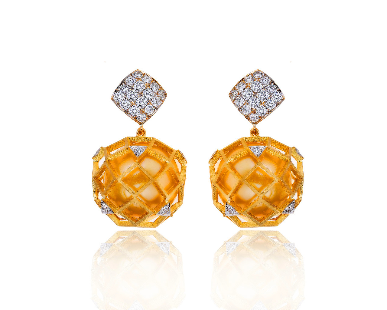 Королевские золотые серьги с жемчугом 14.50 мм 191019/3