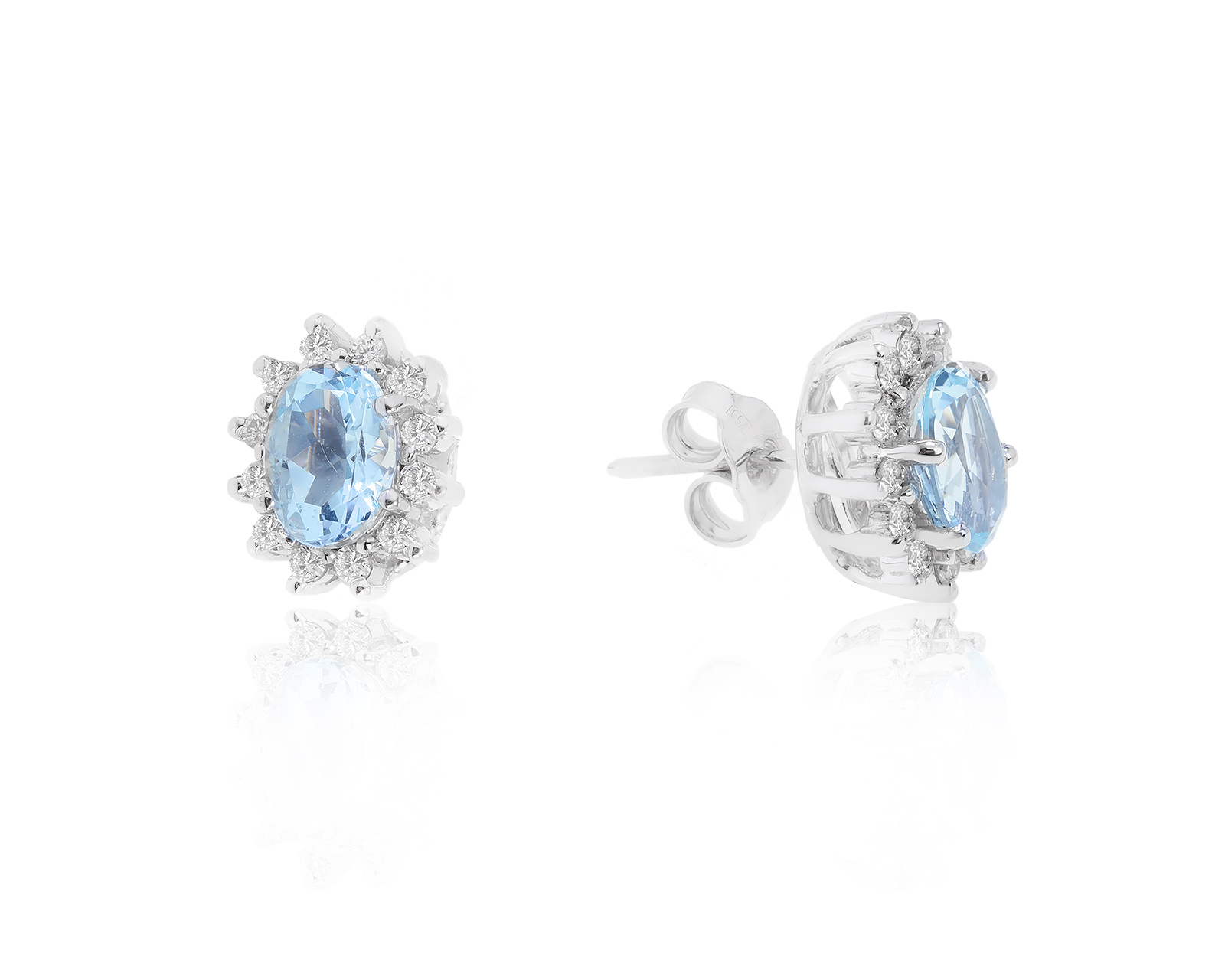 Роскошные золотые серьги с аквамаринами 2.26ct