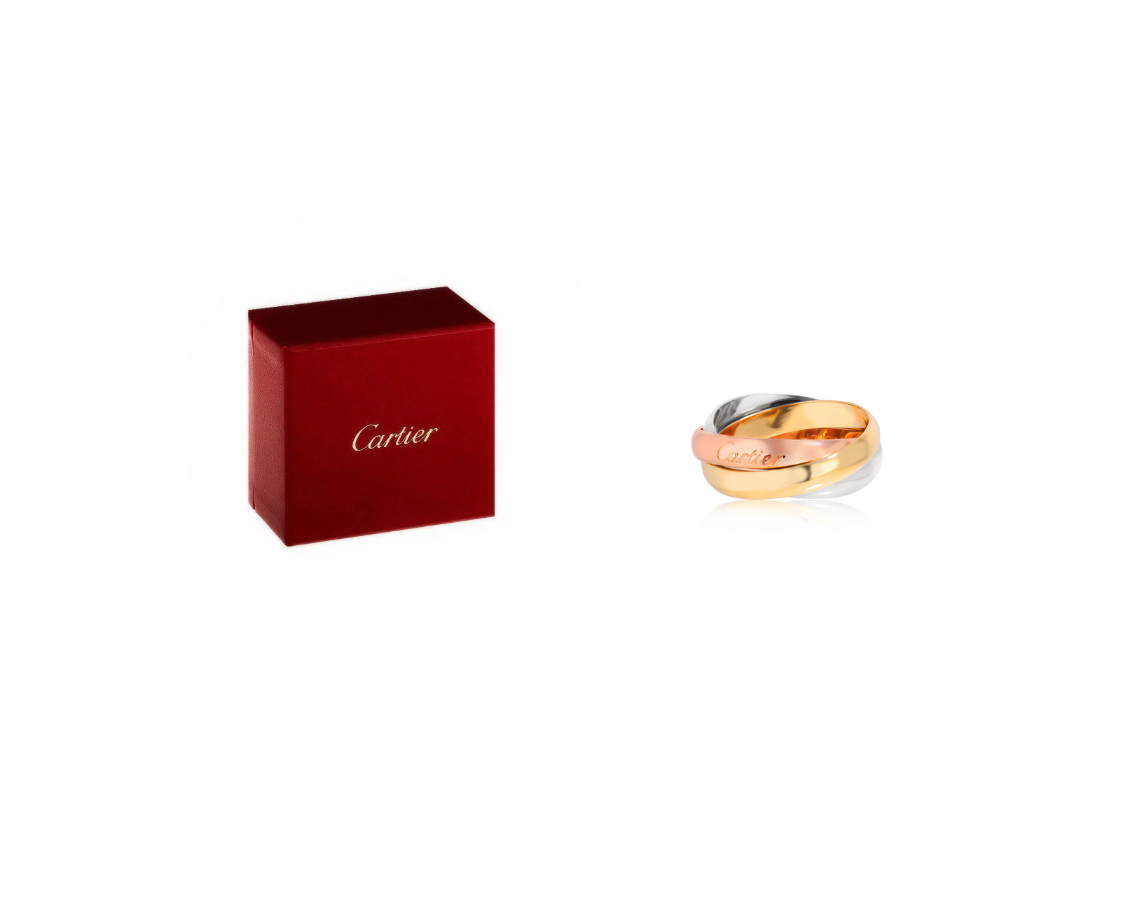 Оригинальное золотое кольцо Cartier Trinity