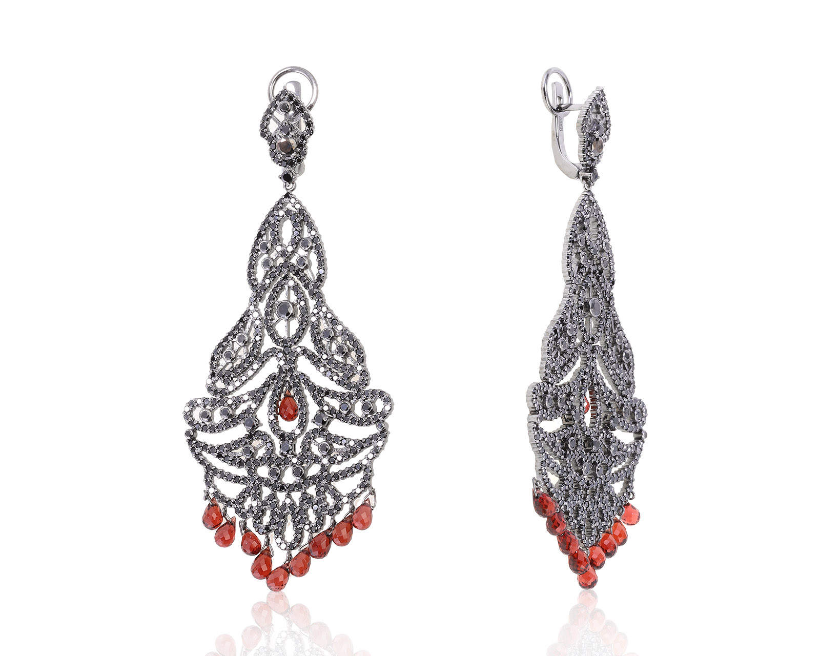 Оригинальные золотые серьги с гранатами 3.00ct Yana