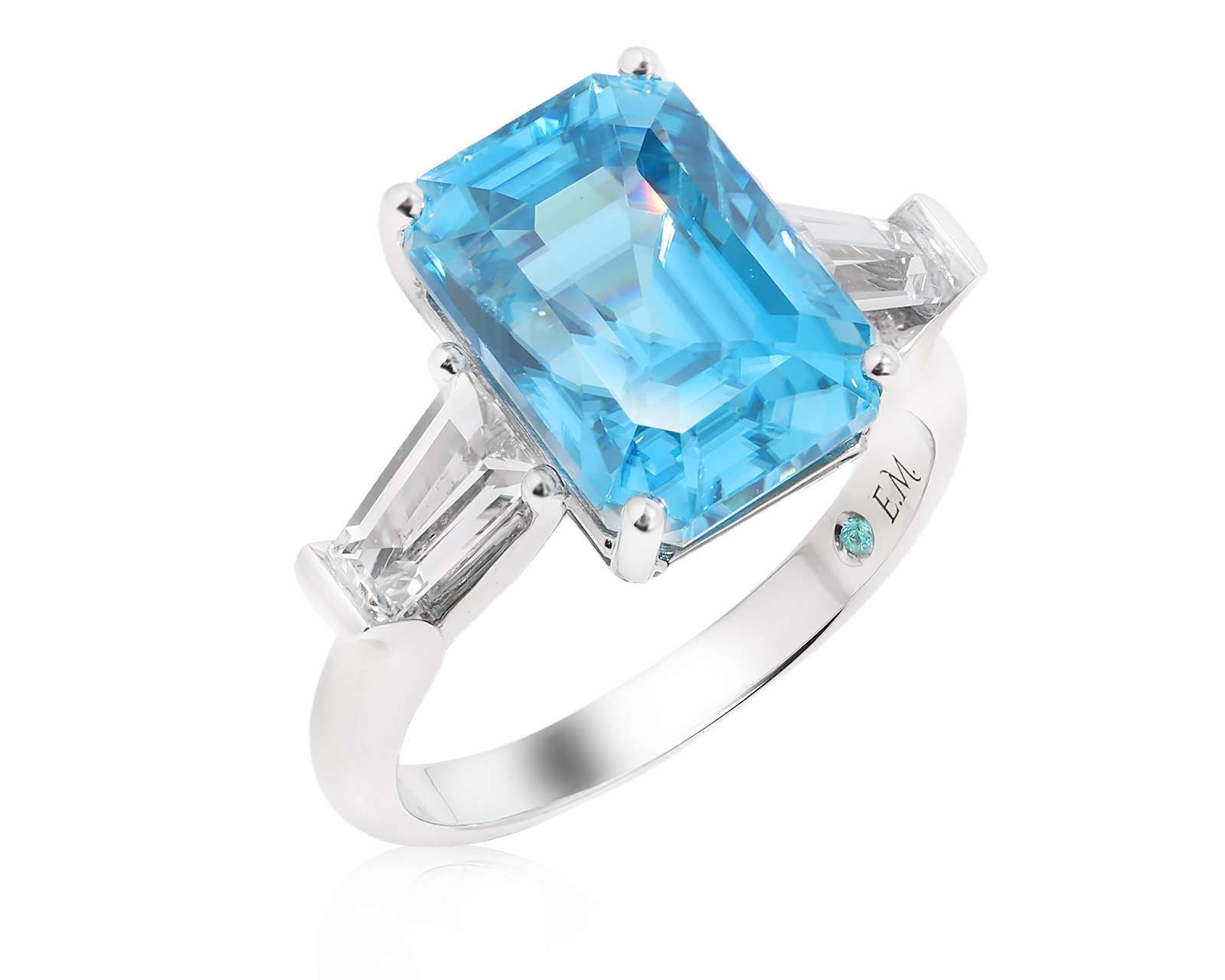 Платиновое кольцо с голубым цирконом 10.98ct Evgeny Matveev