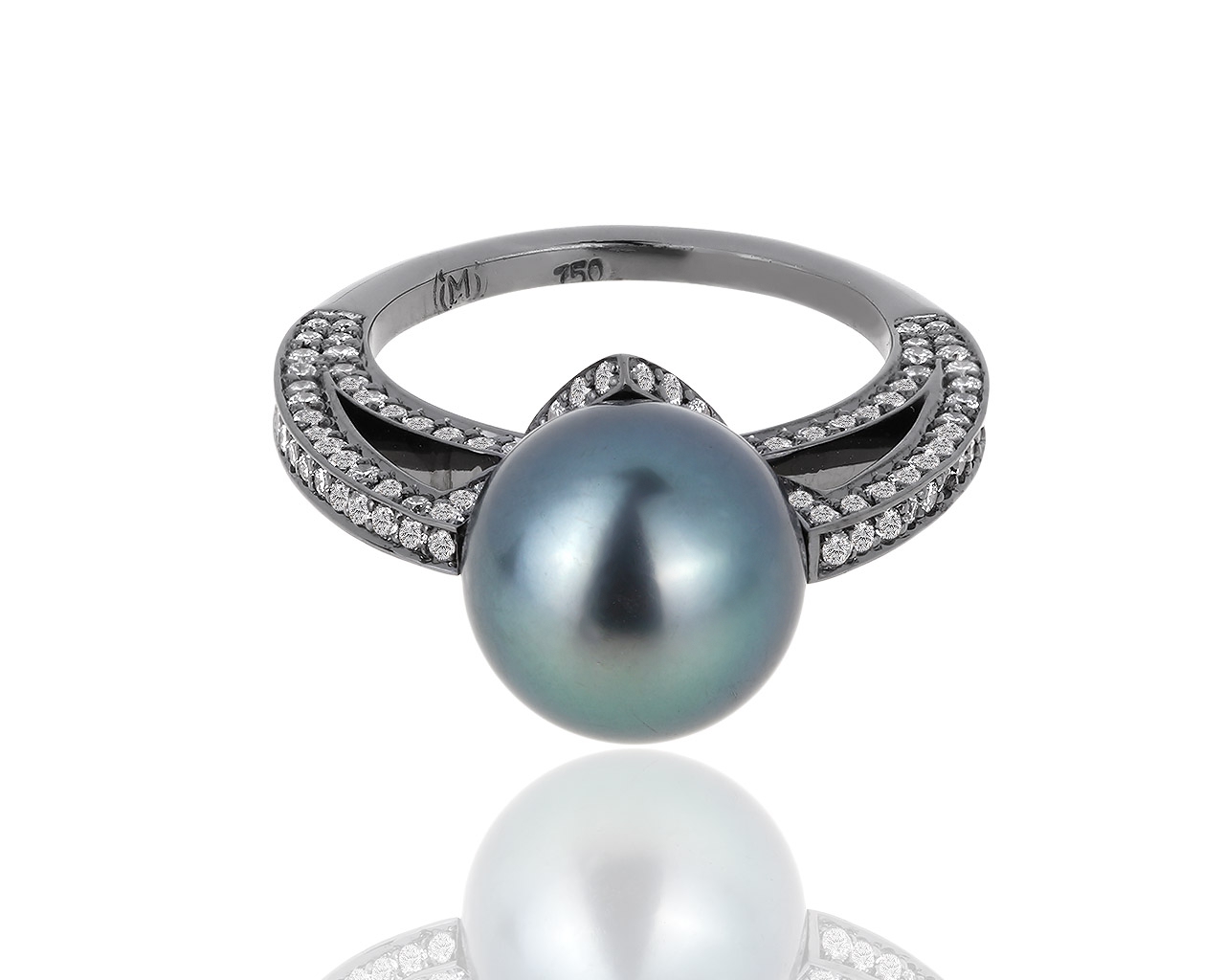 Золотое кольцо с жемчугом и бриллиантами 1.58ct Mikimoto