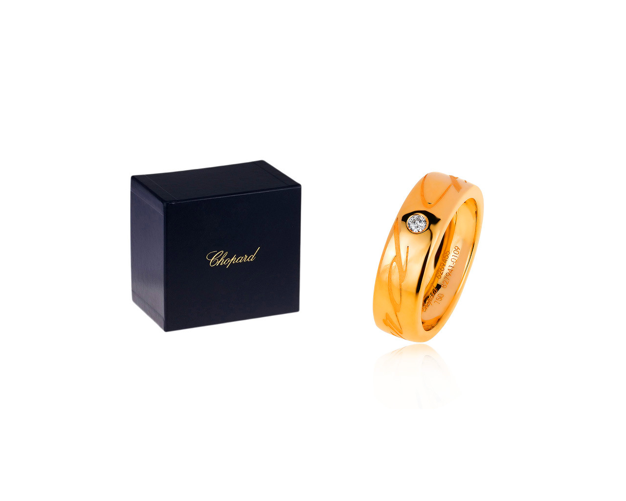 Достойное золотое кольцо с бриллиантом 0.05ct Chopard