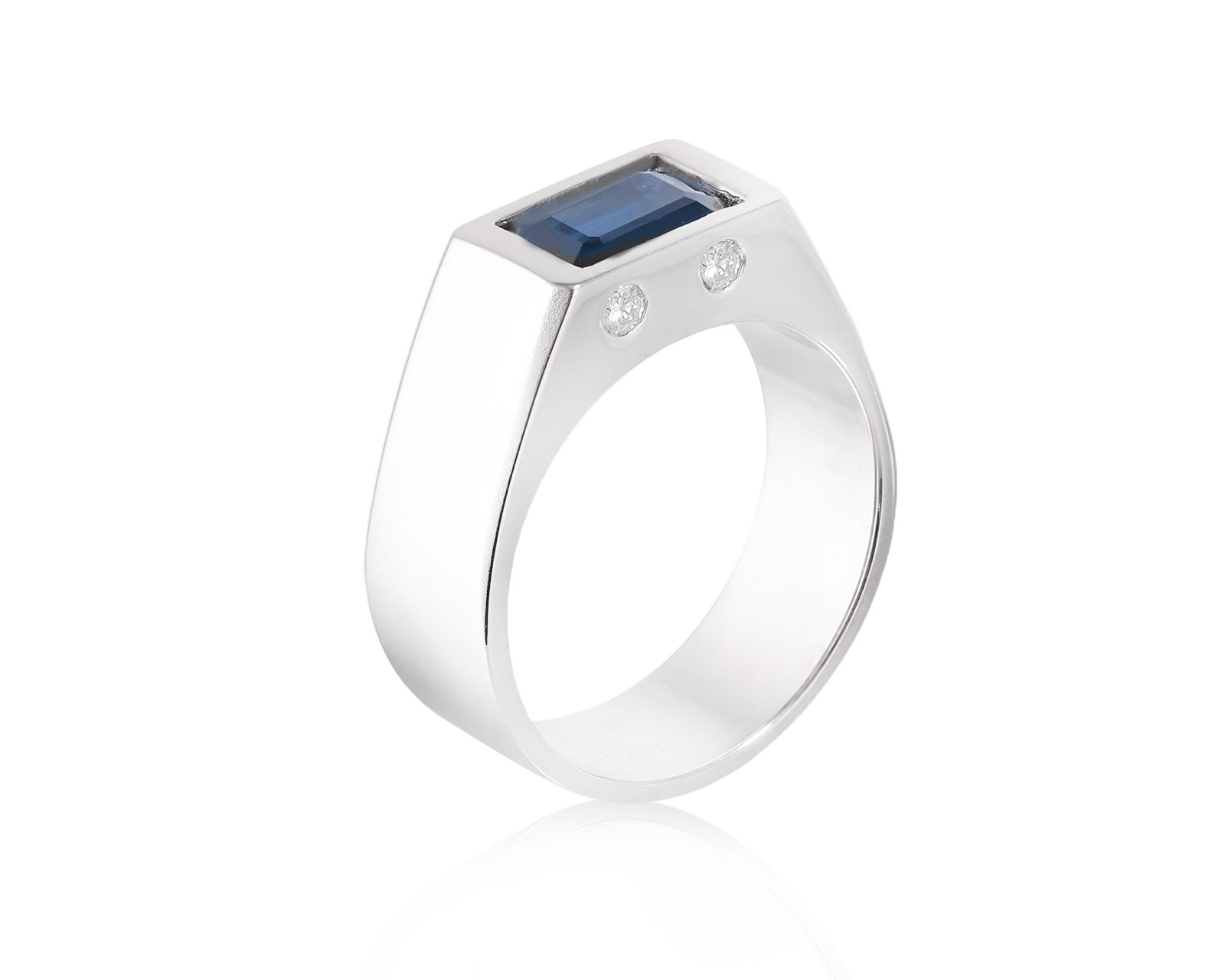 Золотое кольцо с сапфиром 1.50ct и бриллиантами 0.14ct