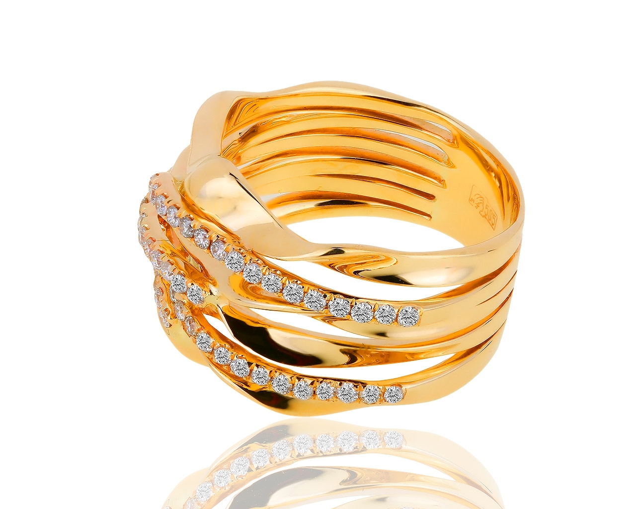 Необычное золотое кольцо с бриллиантами 0.43ct
