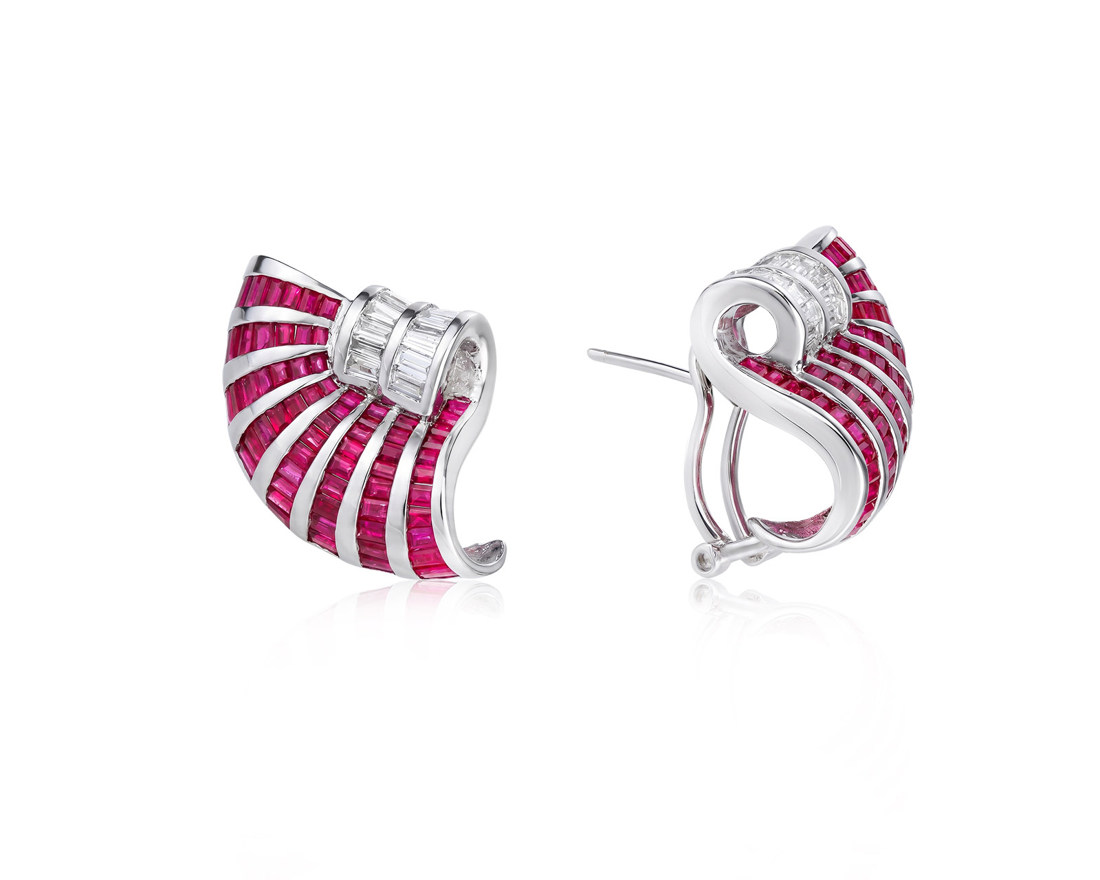 Золотые серьги с рубинами 4.62ct и бриллиантами 1.44ct