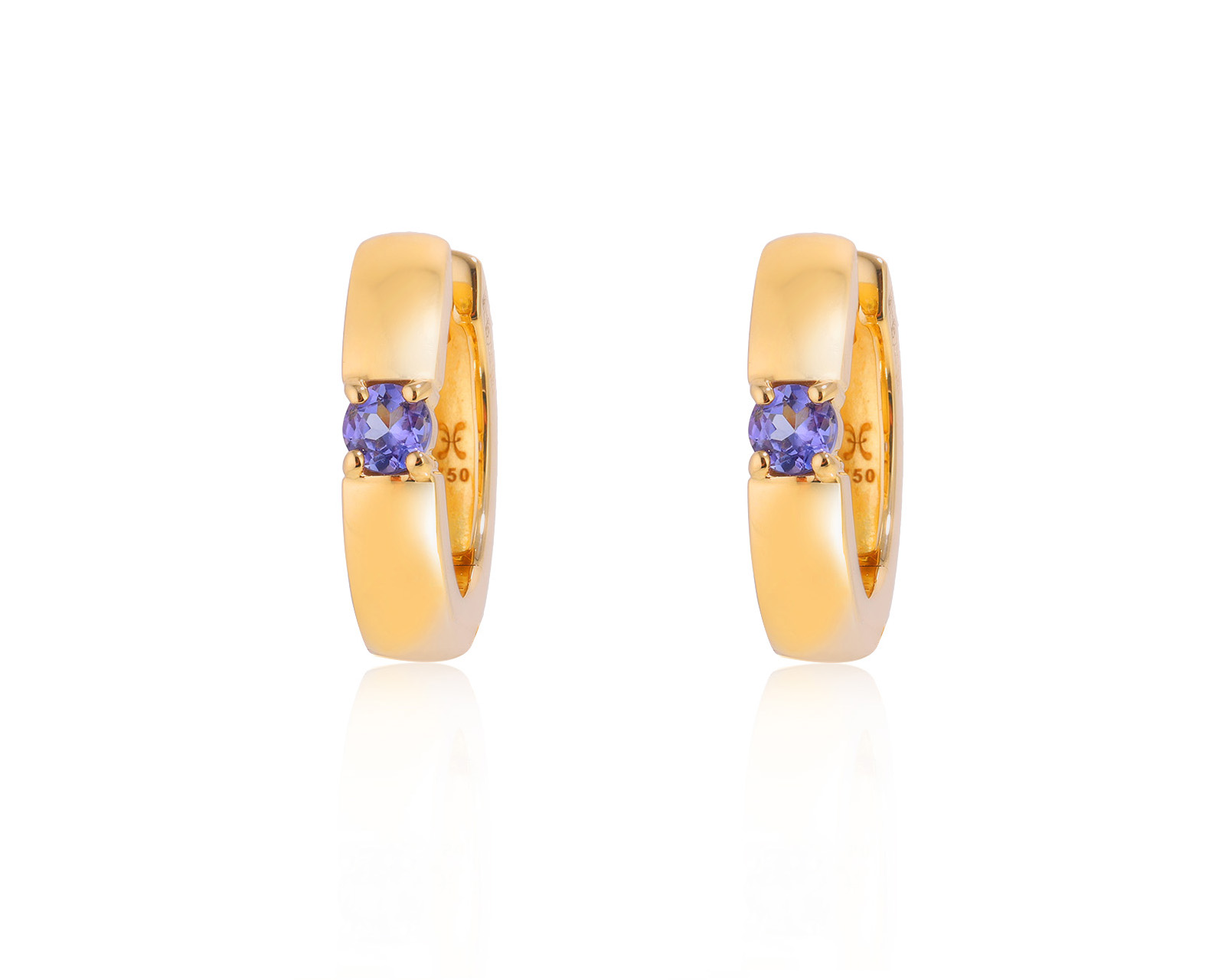Оригинальные золотые серьги Bernhard H. Mayer Bliss Hoop Tanzanite Collection