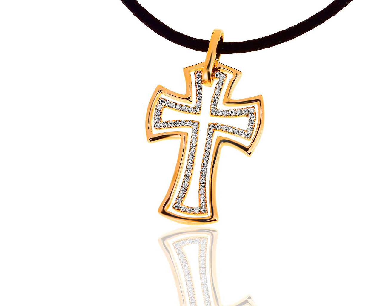 Красивый золотой крест с бриллиантами 0.32ct 150519/5