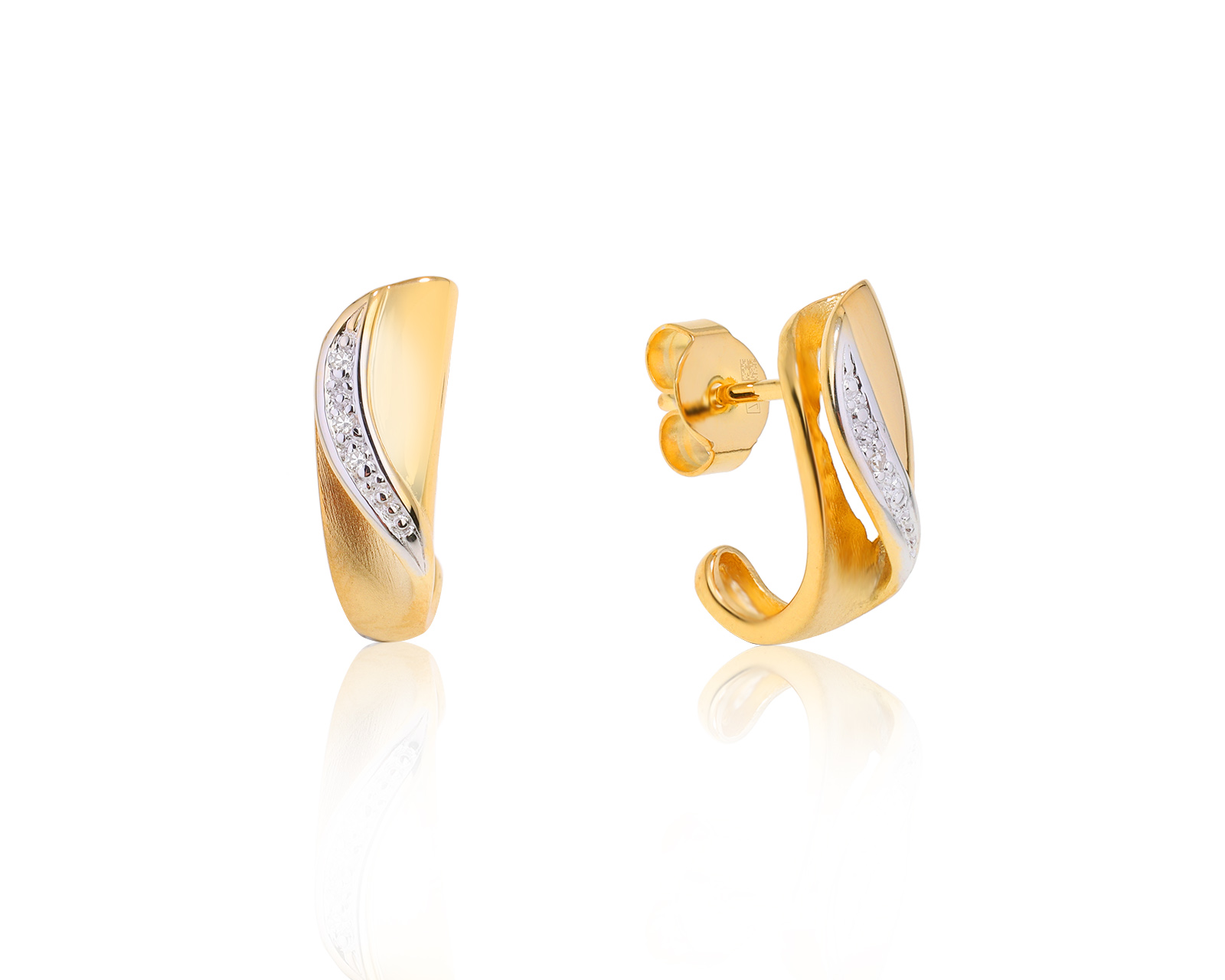 Золотые серьги с бриллиантами 0.01ct