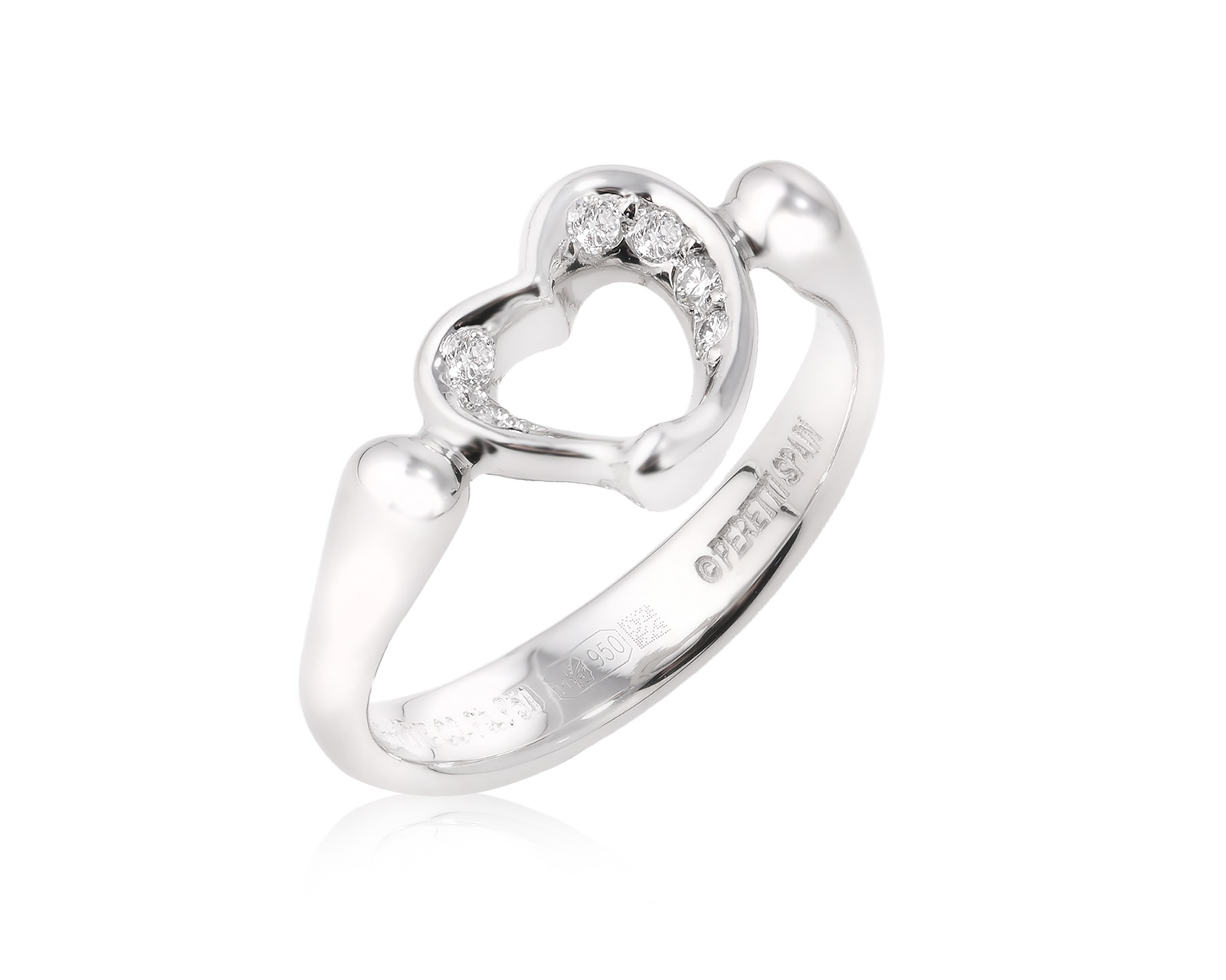 Оригинальное платиновое кольцо Tiffany&Co Elsa Peretti Open Heart 181125/2