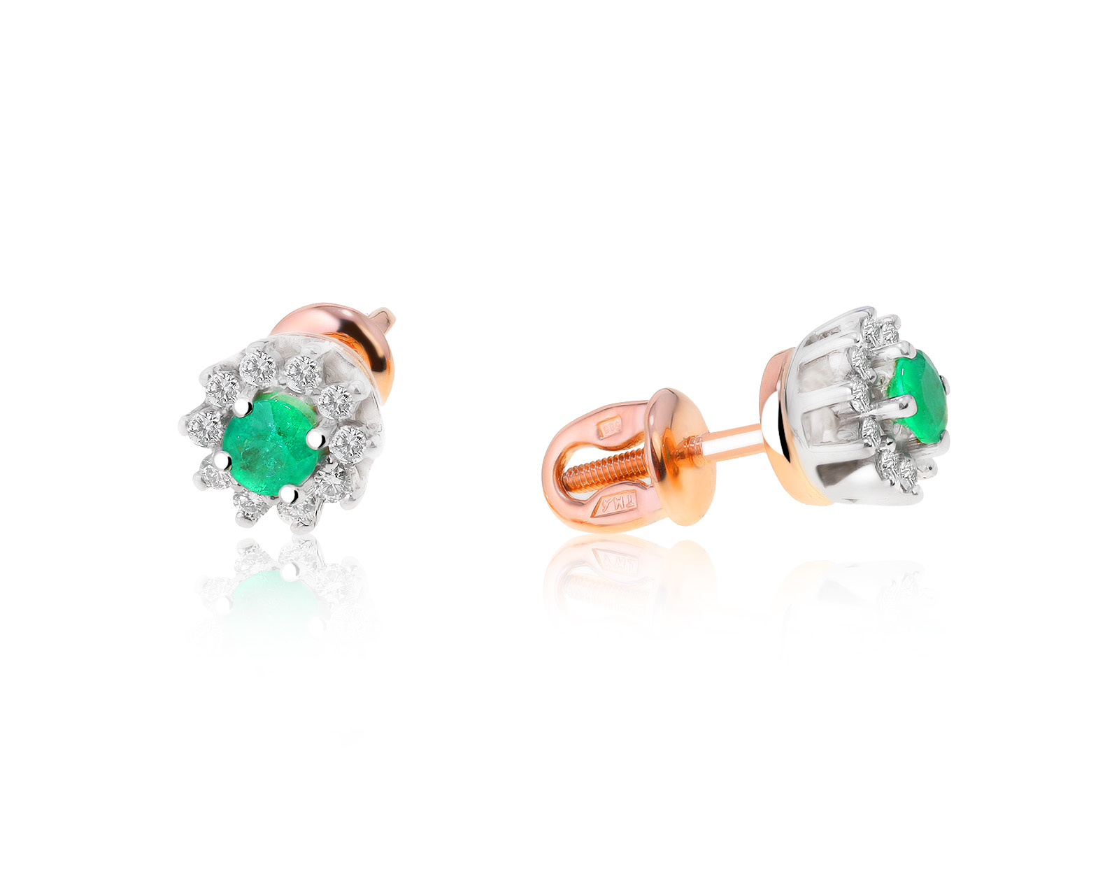Изящные золотые серьги с изумрудами 0.25ct 011021/8