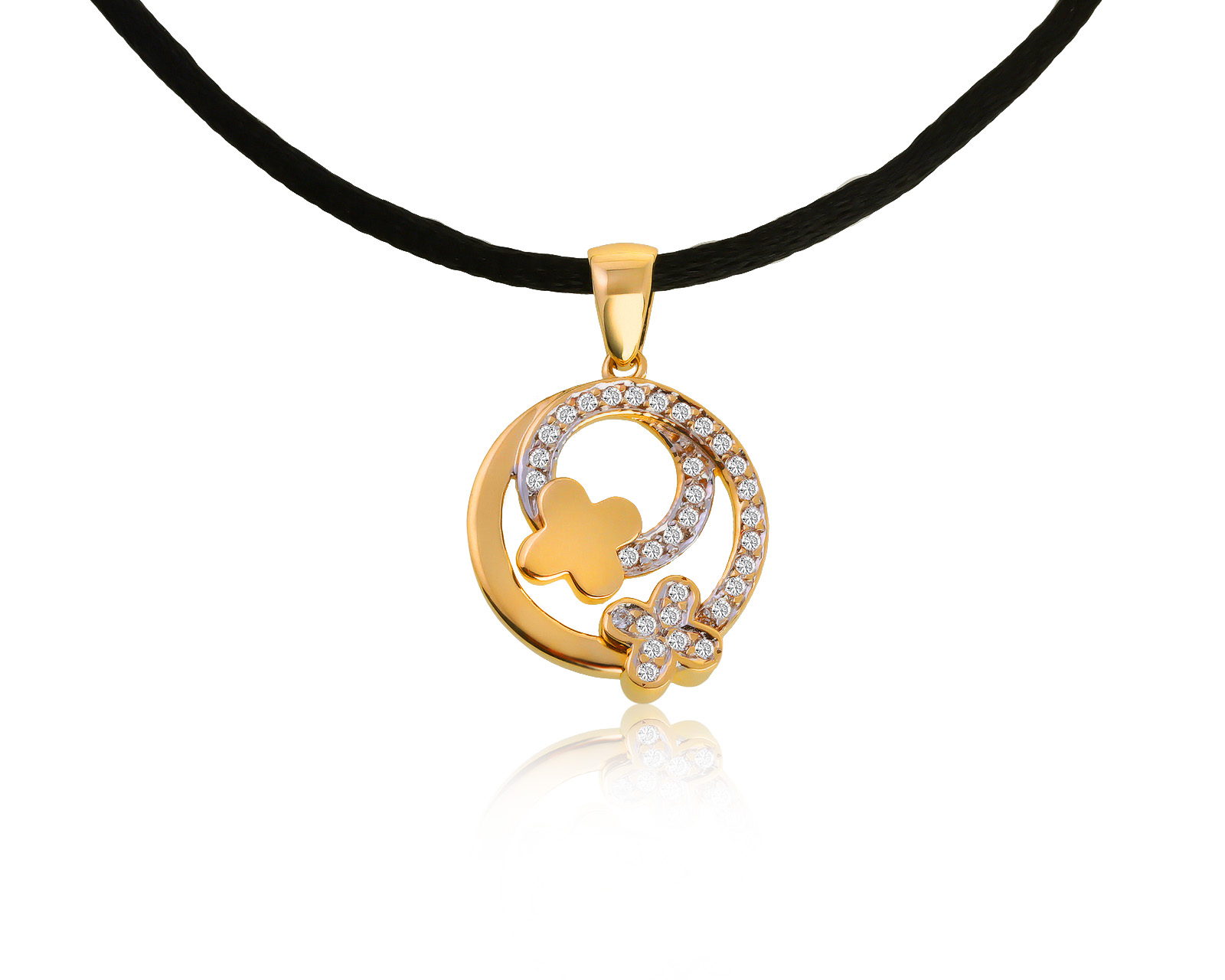 Оригинальный золотой кулон с цирконами Roberto Bravo