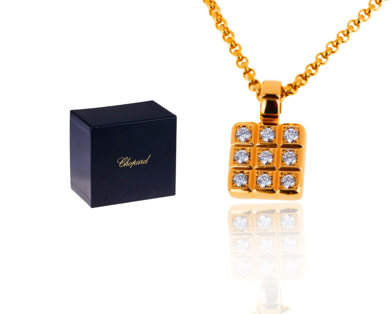 Оригинальный золотой кулон с бриллиантами 0.35ct Chopard
