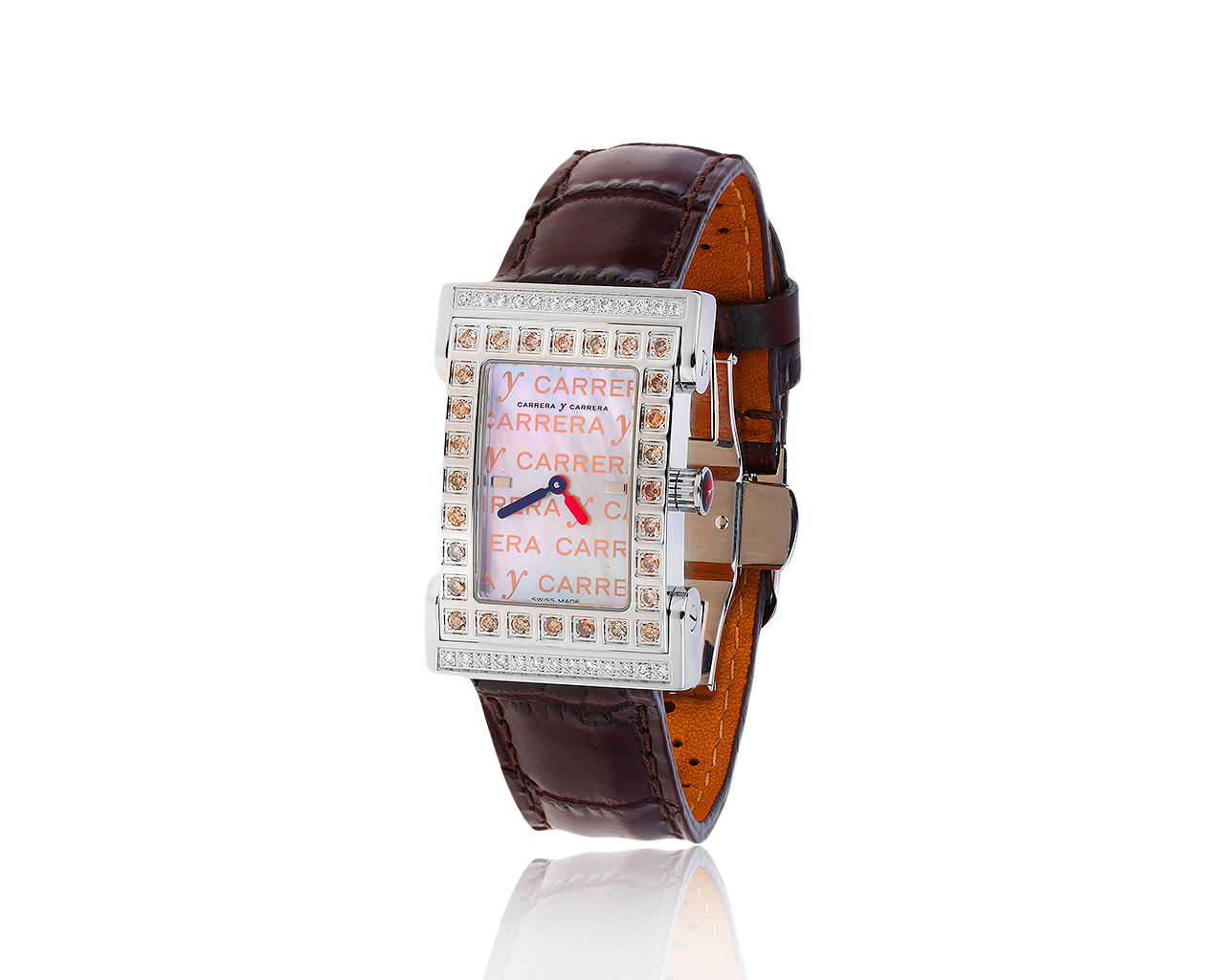 Оригинальные стальные часы с бриллиантами 0.99ct Carrera y Carrera 061119/1