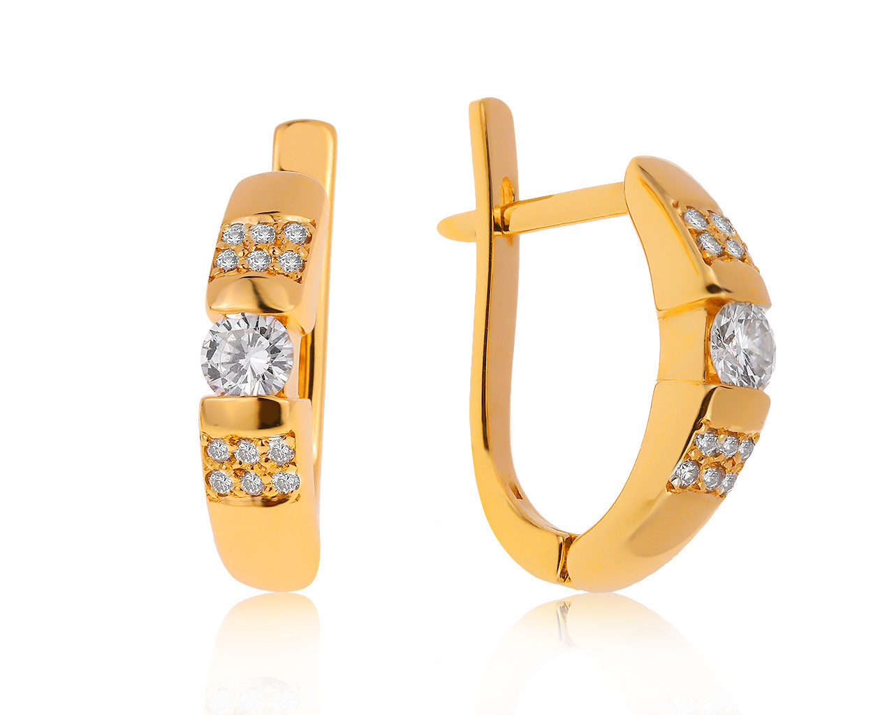 Стильные золотые серьги с бриллиантами 0.50ct
