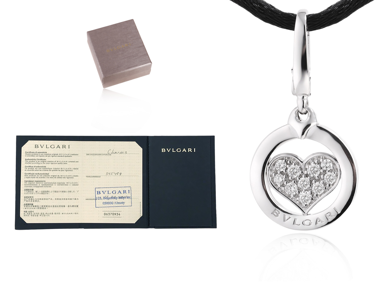 Оригинальный золотой кулон с бриллиантами 0.30ct Bvlgari Tondo Heart