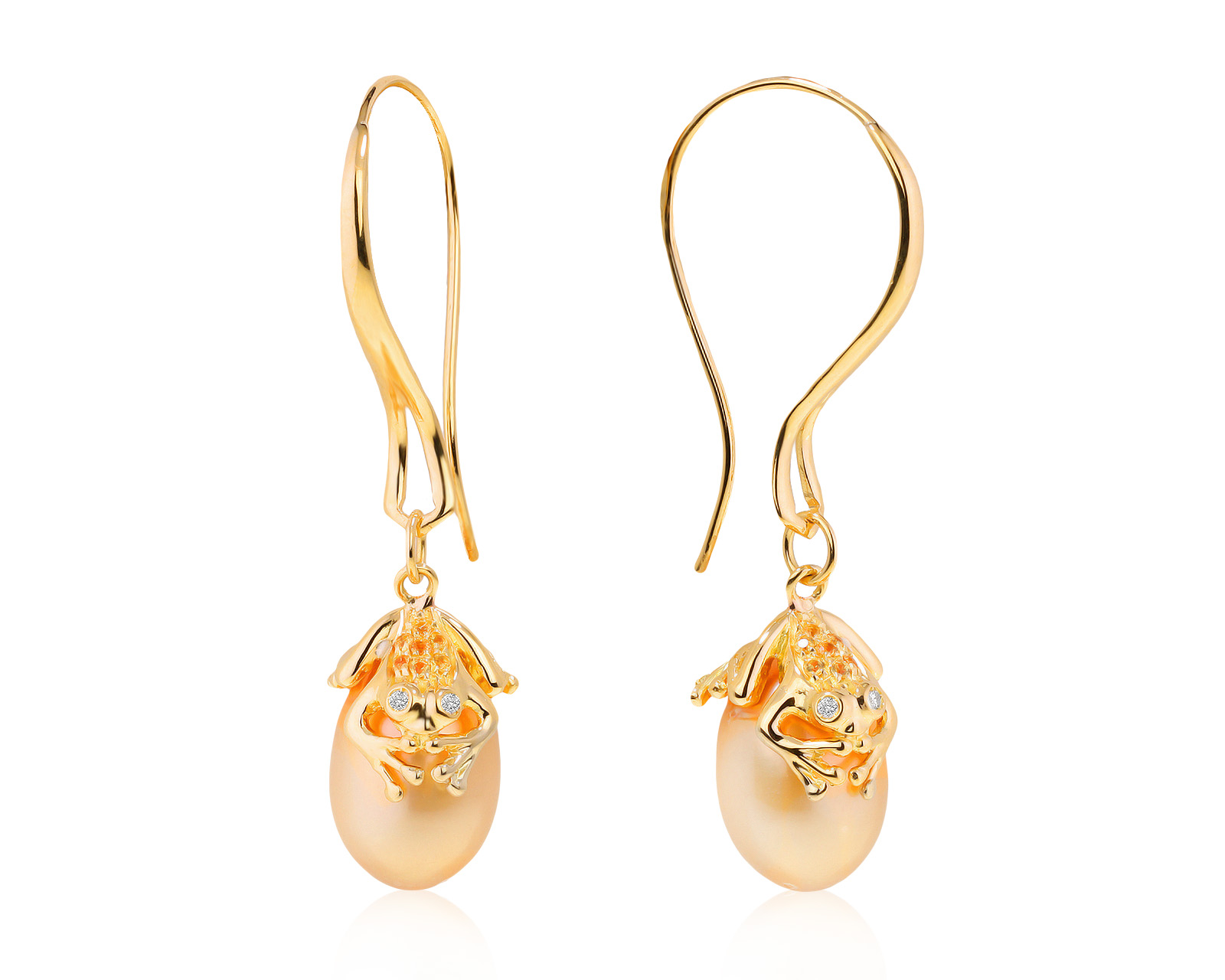 Оригинальные золотые серьги с жемчугом Giampiero Fiorini 071021/4