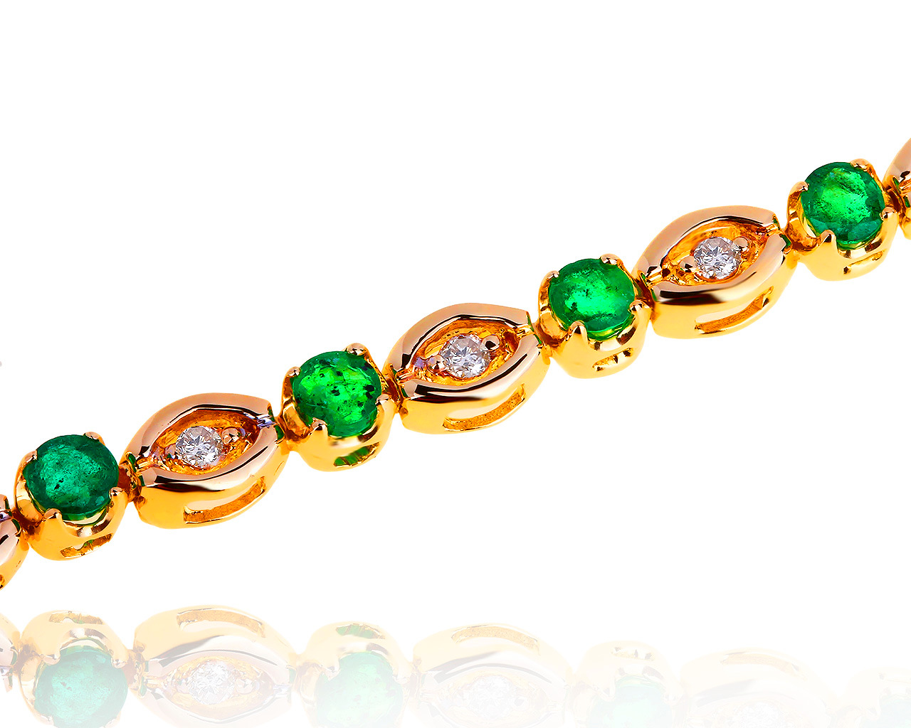 Королевский золотой браслет с изумрудами 2.50ct и бриллиантами 0.56ct