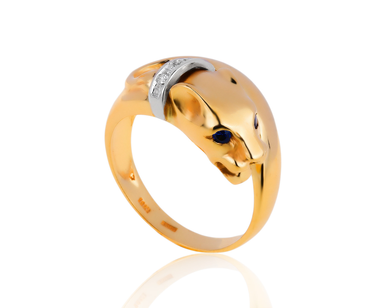 Итальянское золотое кольцо с сапфирами 0.07ct